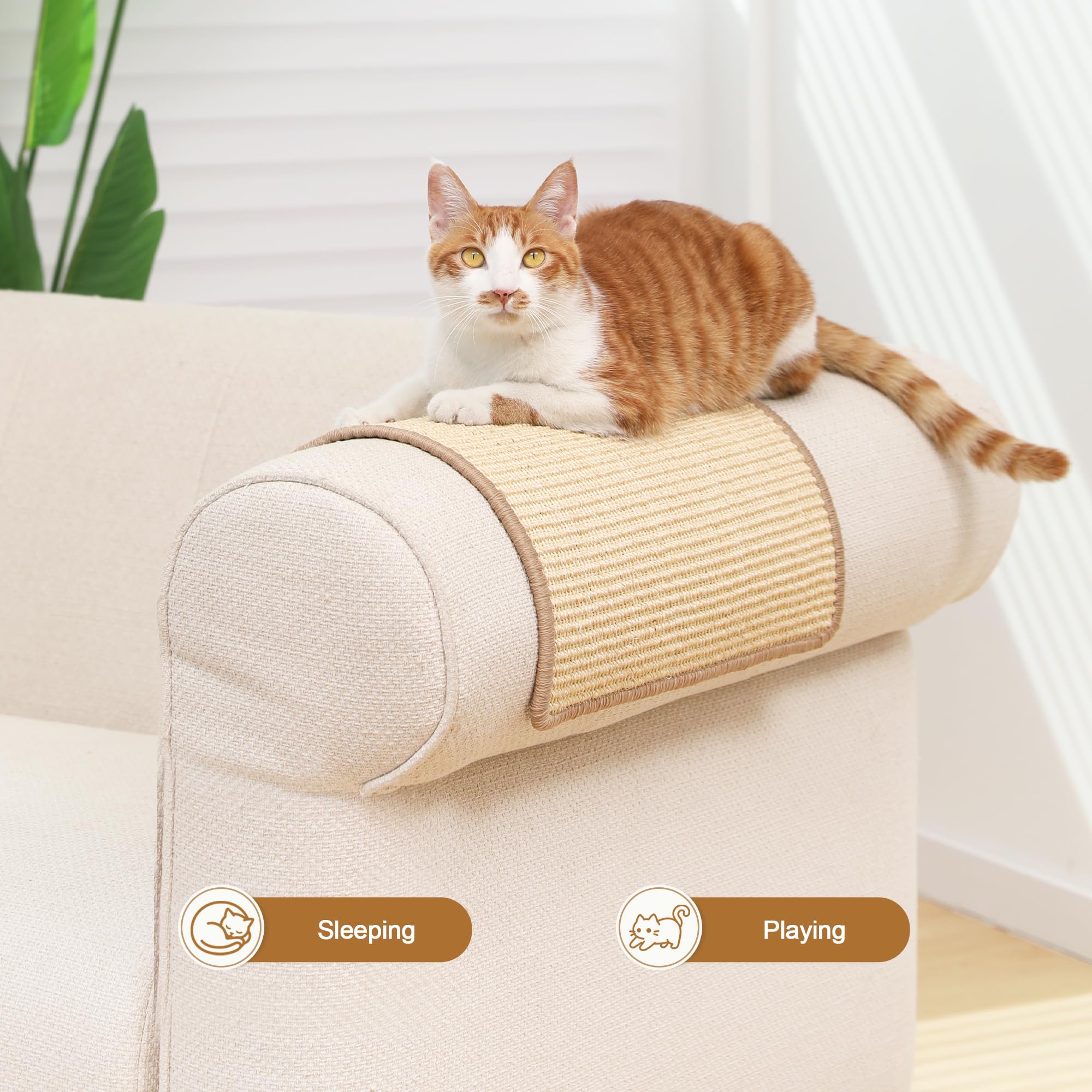 FUKUMARU 2 Packs Cat Scratching Mat, 23.6 x 15.7 Inch Natural Sisal Cat Scratch Pad Mats for Indoor Cats, Horizontal Cats Wall S