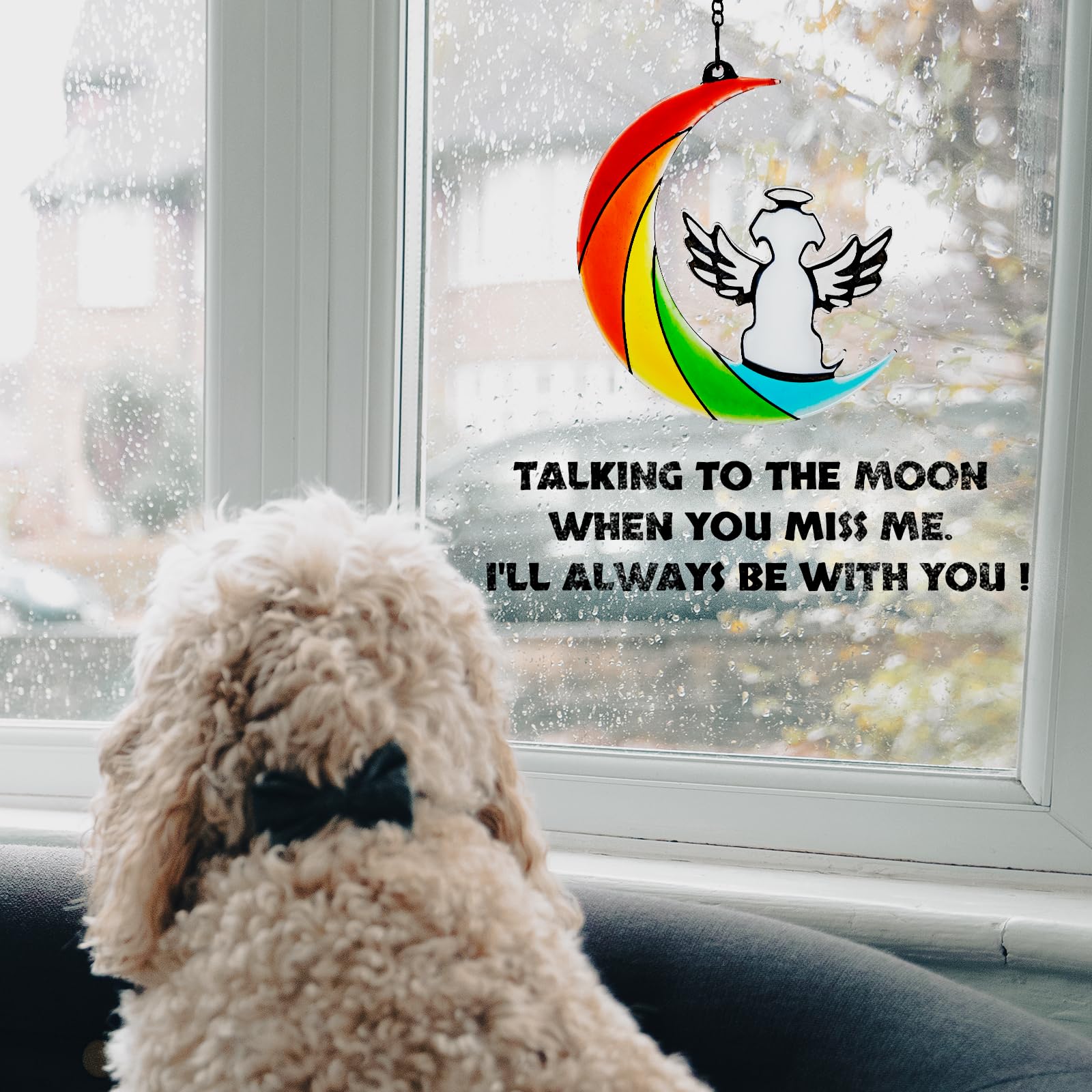Leotrag Stained Glass Dog Memorial Gifts For Loss Of Dog, Handmade Pet Memorial Gift, Rainbow Bridge