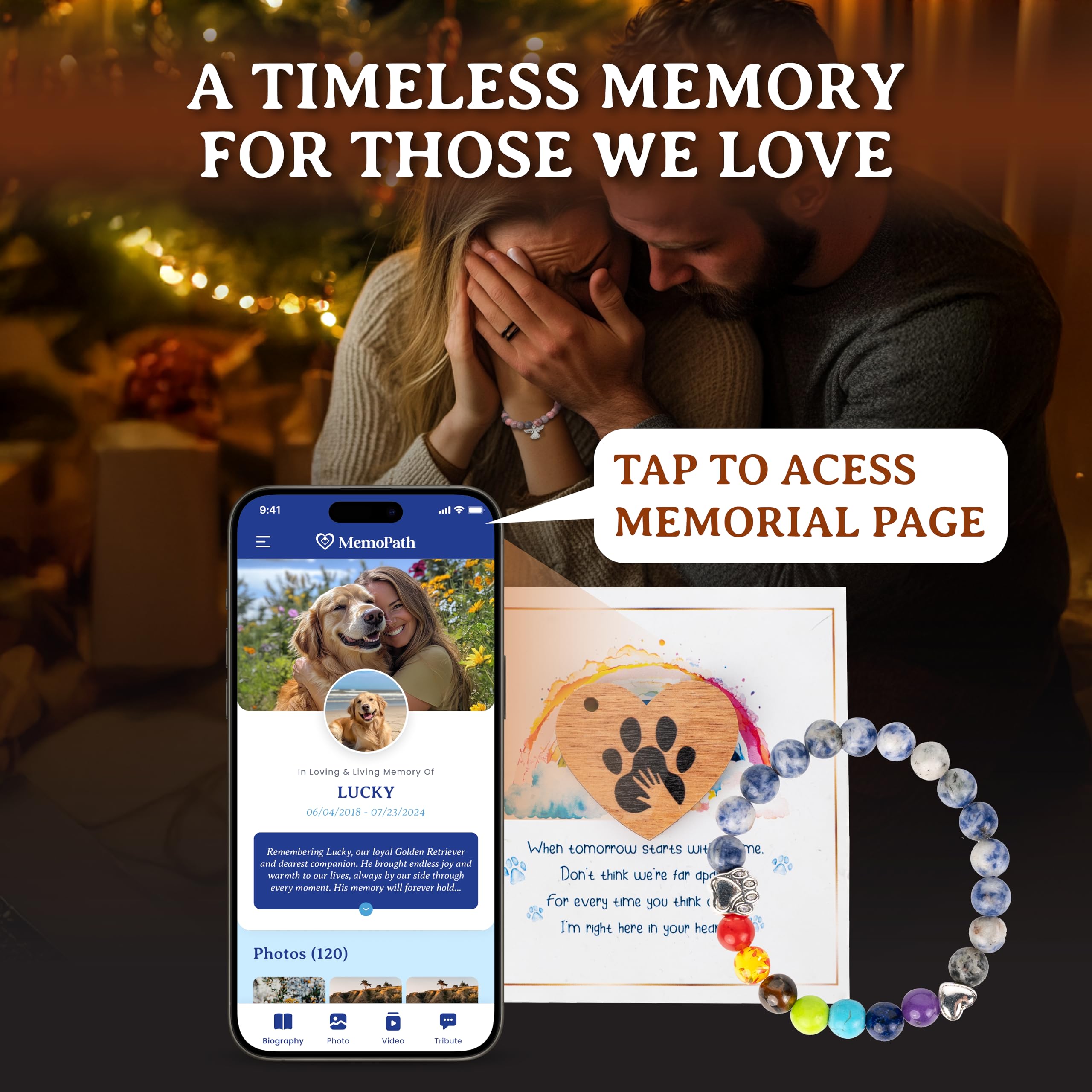 Duducraft Dog Memorial Bracelet For Loss Of Dog, Rainbow Bridge Dog Memorial Gifts, Pet Loss Sympathy Gift, Rainbow Bridge Brace
