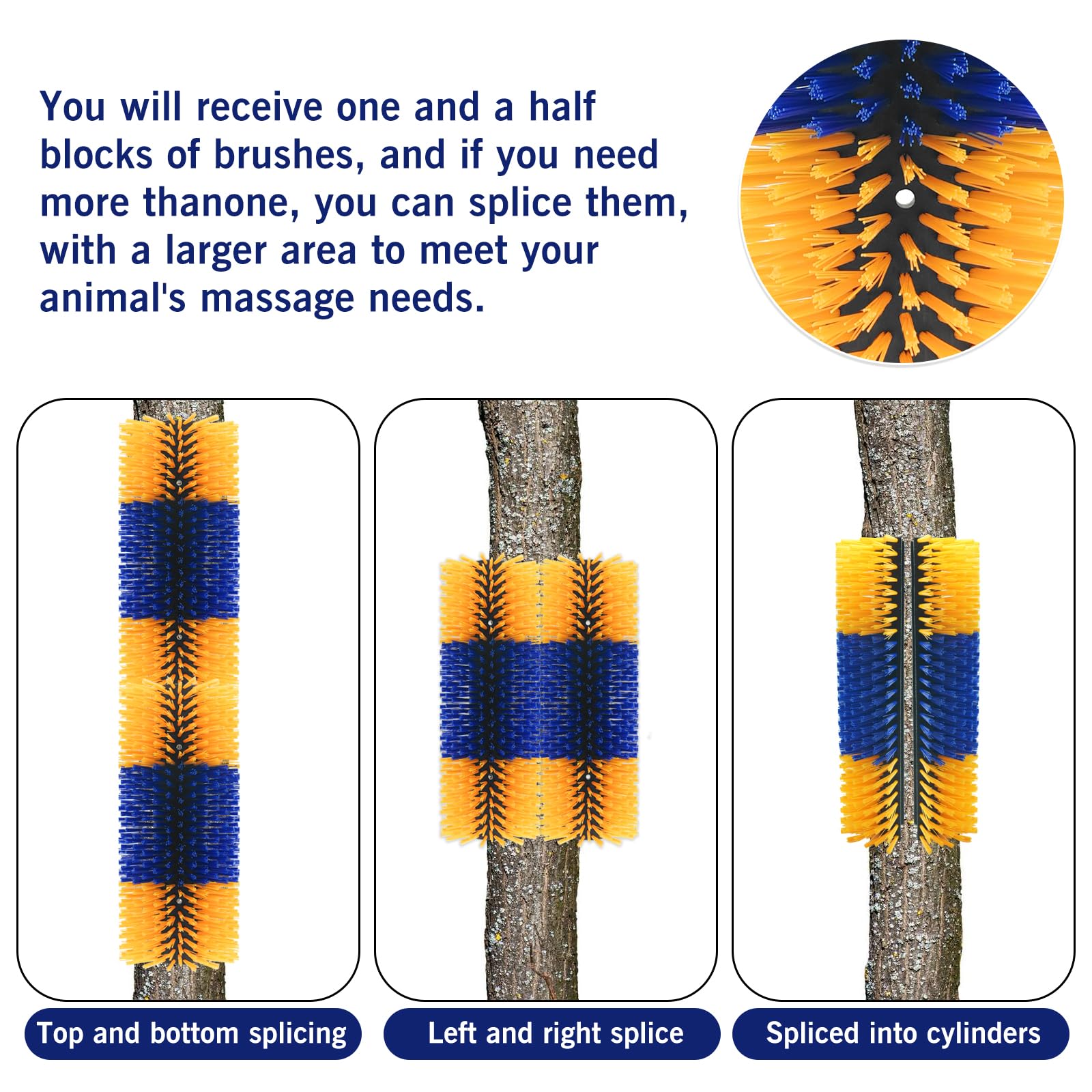 Livestock Scratching Brush Goat Scratcher Full Massage Grooming Brush With 4 Screws For Cattle, Sheep, Horses, Pigs