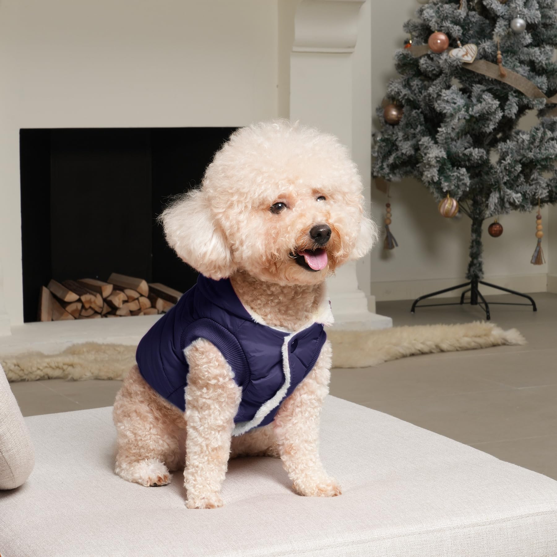 Vecomfy Fleece Lining Dog Hoodie With Harness Built In,Extra Warm Small Dog Jacket In Winter Puppy Coats With Hooded,Red S