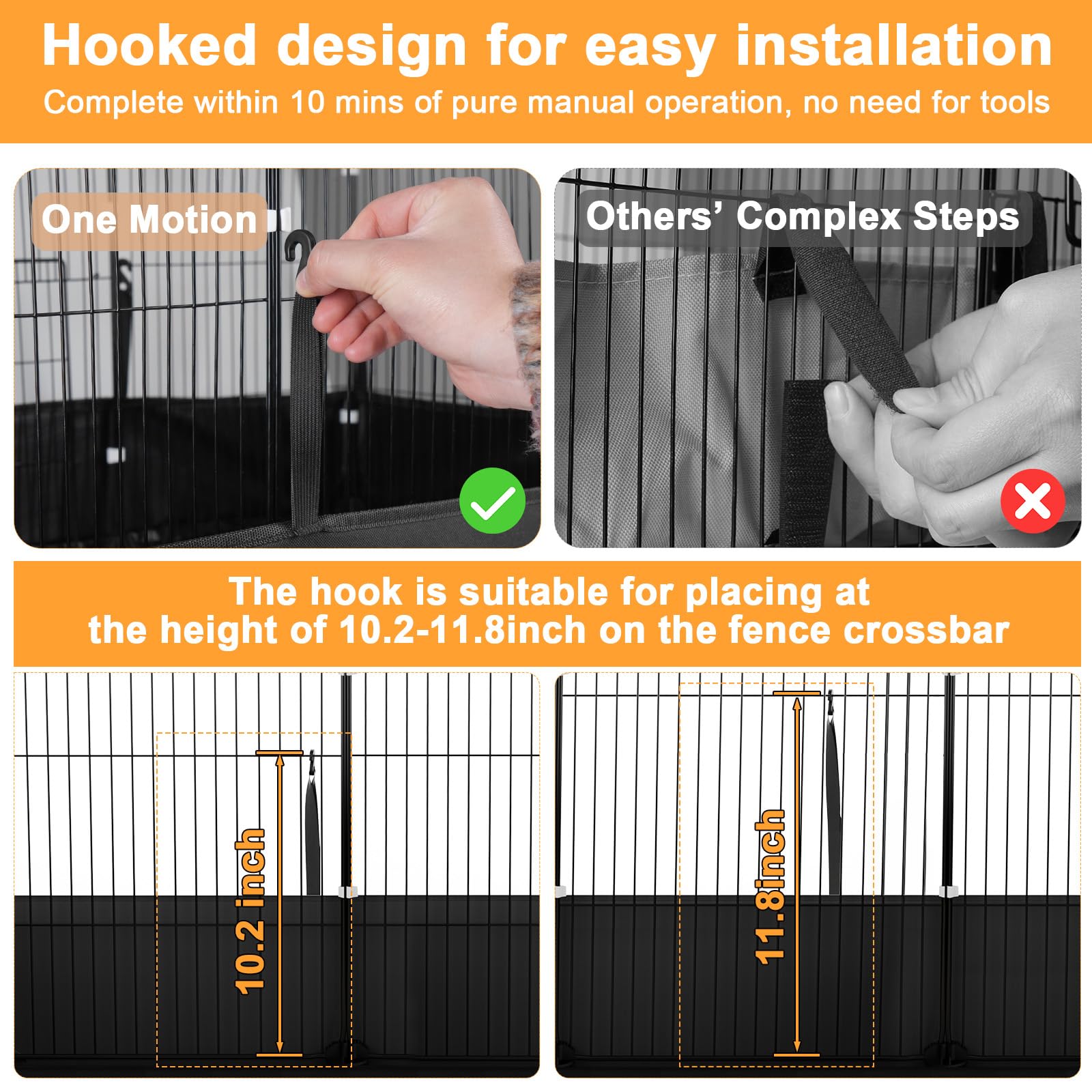 Tresbro Guinea Pig Cage Liner With One-Hand Release Hook & Thickened Bottom Corner, 48''L X 24''W Waterproof And Washable Tarp Base For C&C Grids Guinea Pig Hedgehog Bunny Habitat, Rabbit Cage Liner