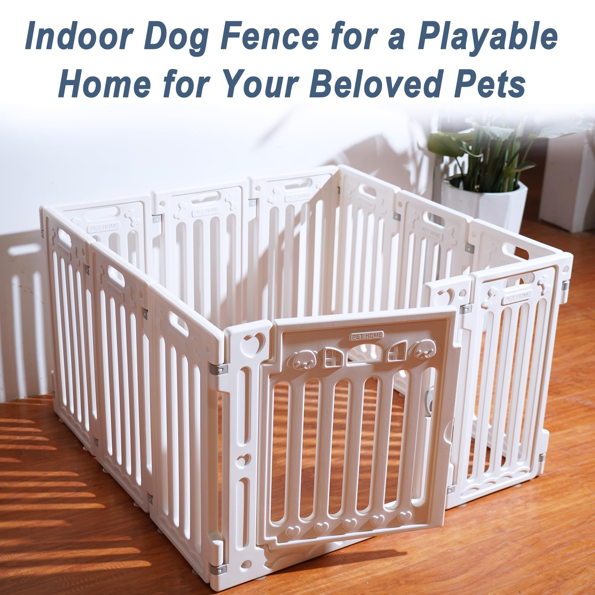 Dog Playpen With Door, Diy Shape Combination Puppy Pen,25.5'' H 10-Panel Dog Fence,Non-Slip & Secure Pet Gate, Easy To Assemble
