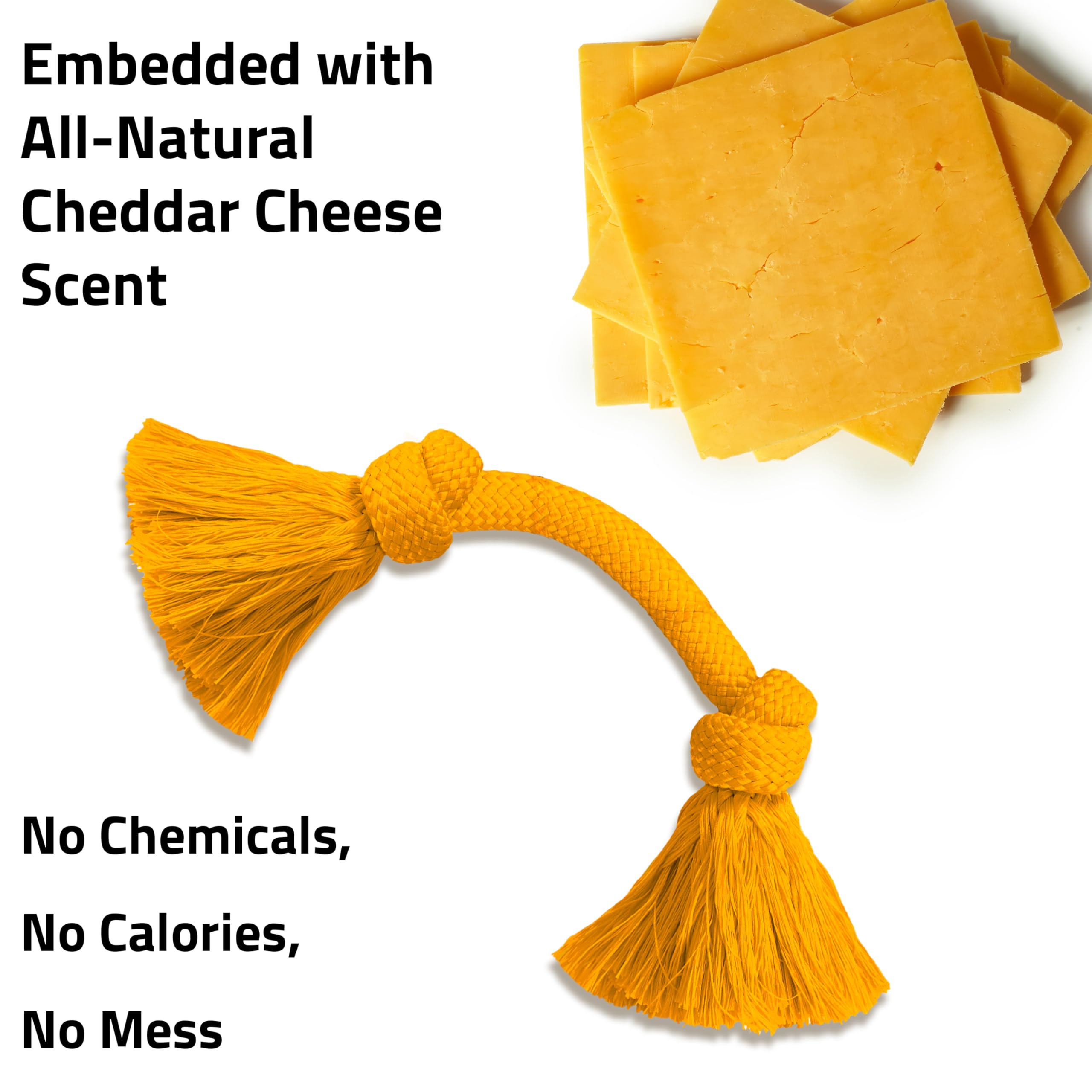 Playology Dri Tech Rope Dog Chew Toy For Medium Dogs Up To 50 Lbs | Engaging, All-Natural Cheddar Cheese Scented Orange Toy For