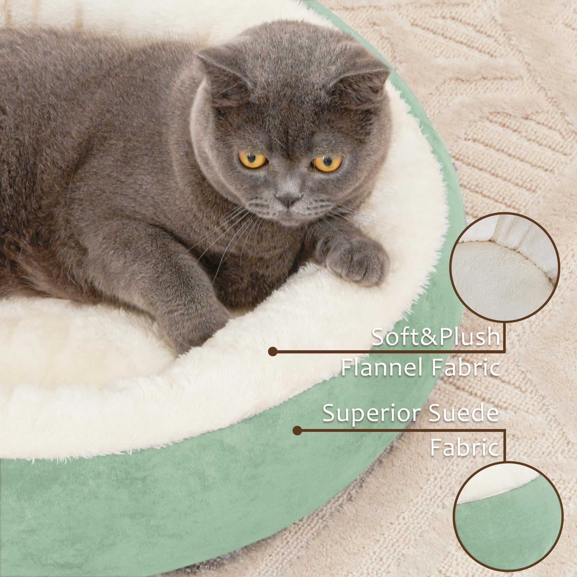 Love'S Cabin Round Donut Cat And Dog Cushion Bed, 20In Pet Bed For Cats Or Small Dogs, Anti-Slip & Water-Resistant Bottom, Super Soft Durable Fabric Pet Beds, Washable Luxury Cat & Dog Bed Blue