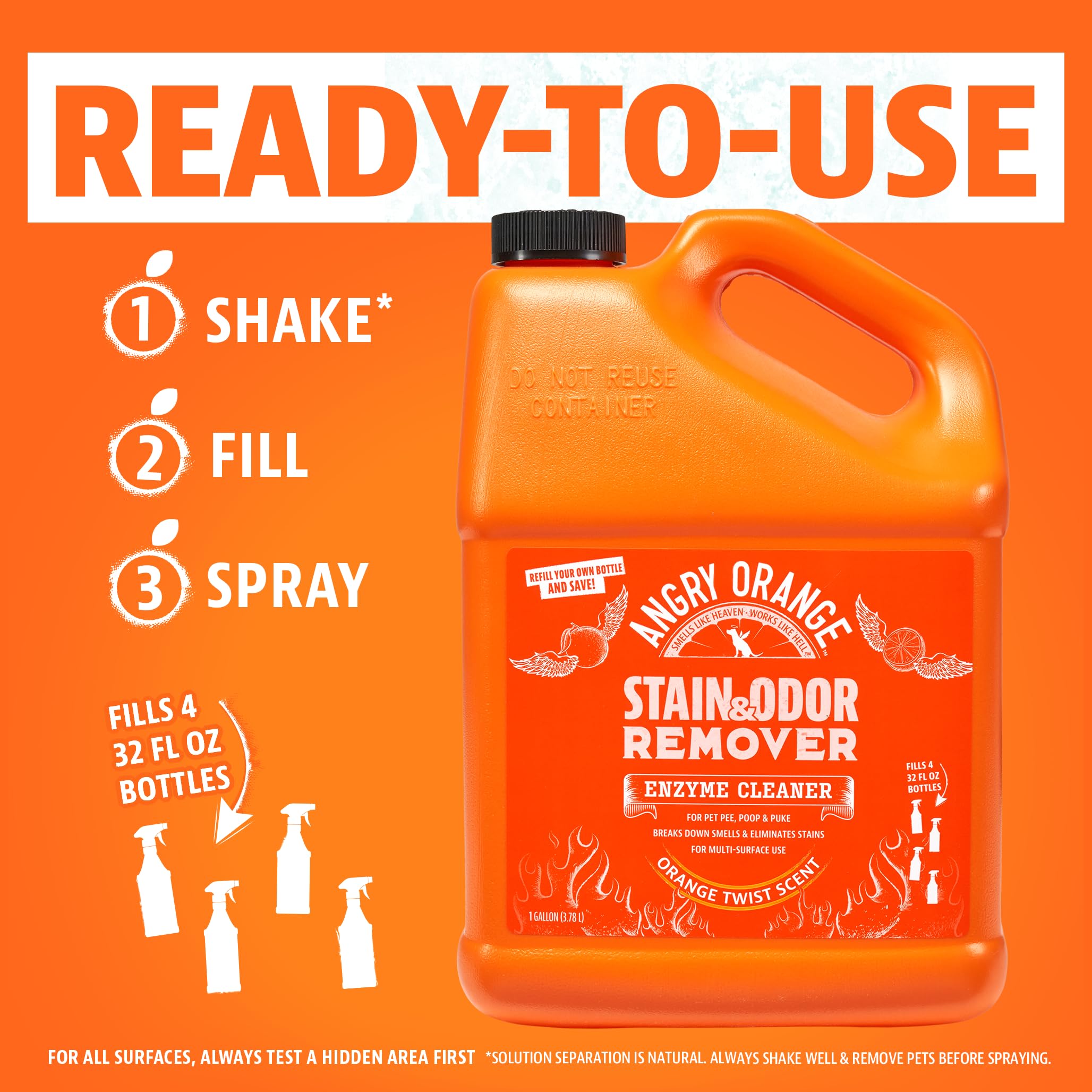 Angry Orange Pet Stain Remover For Dog Urine And Stains - Enzyme Cleaner - Citrus - 1 Gallon