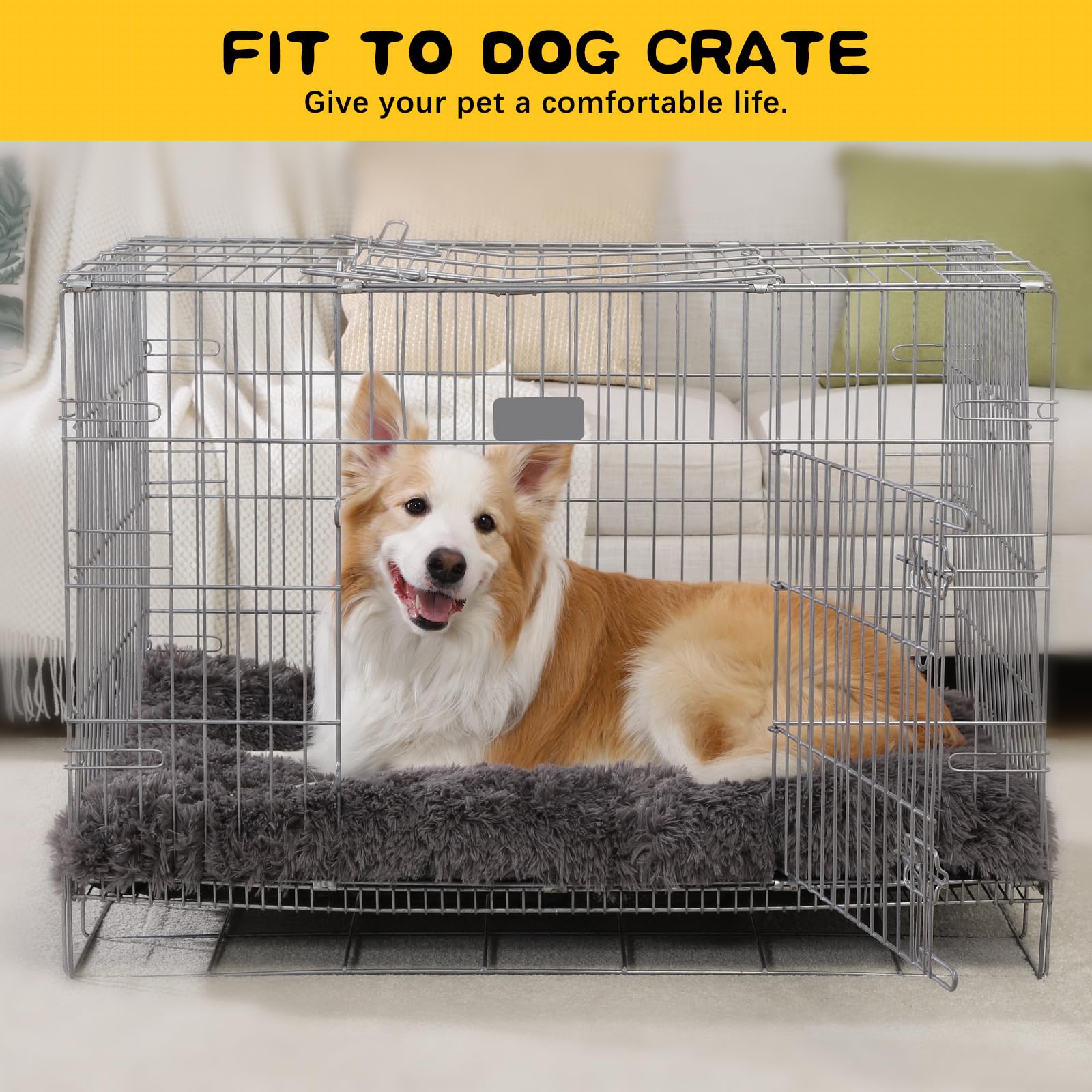 Wayimpress Xxl Dog Bed Crate Pad Mat For Cages Washable Bed For Extra Large Size Dog Soft Kennel Pad Anti-Slip Pet Bed,48' X 29