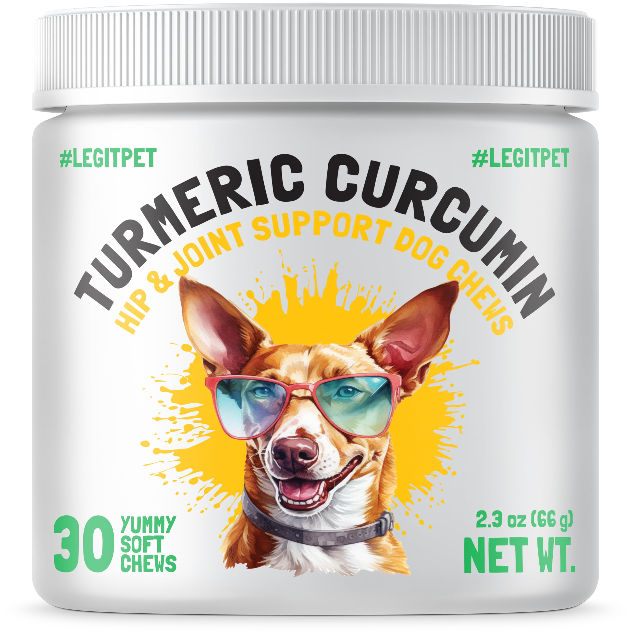 Turmeric Curcumin Hip & Joint Supplement for Dogs - Supports Mobility, Comfort & Overall Wellness - with Collagen & BioPerine - 