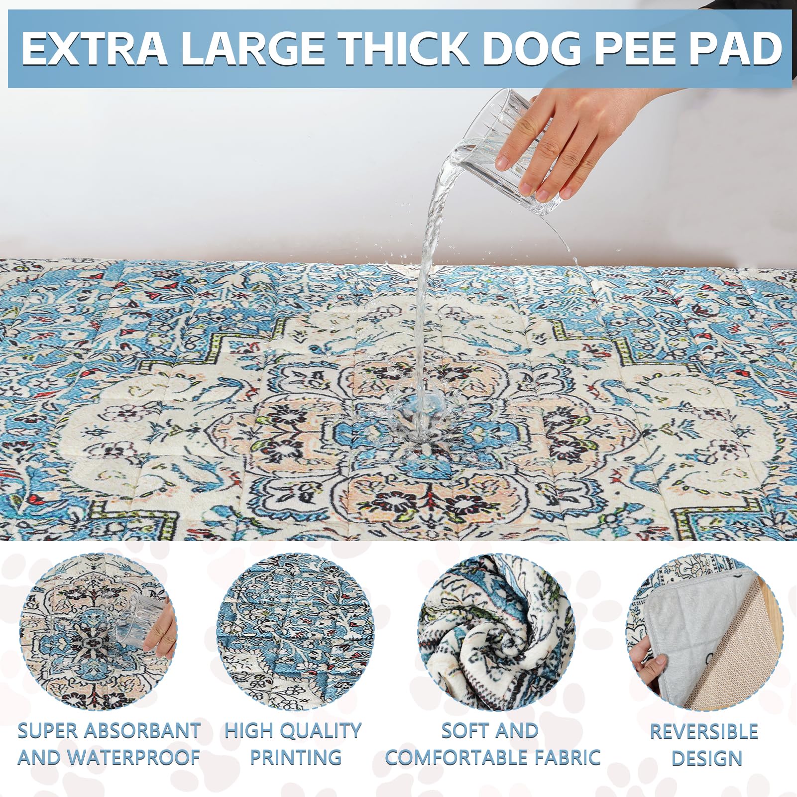 Aihsumc Extra Large Washable Pee Pads For Dogs (72''X72''), Upgrade Reusable Puppy Pads With Non-Slip Rug Pad, Super Thickening
