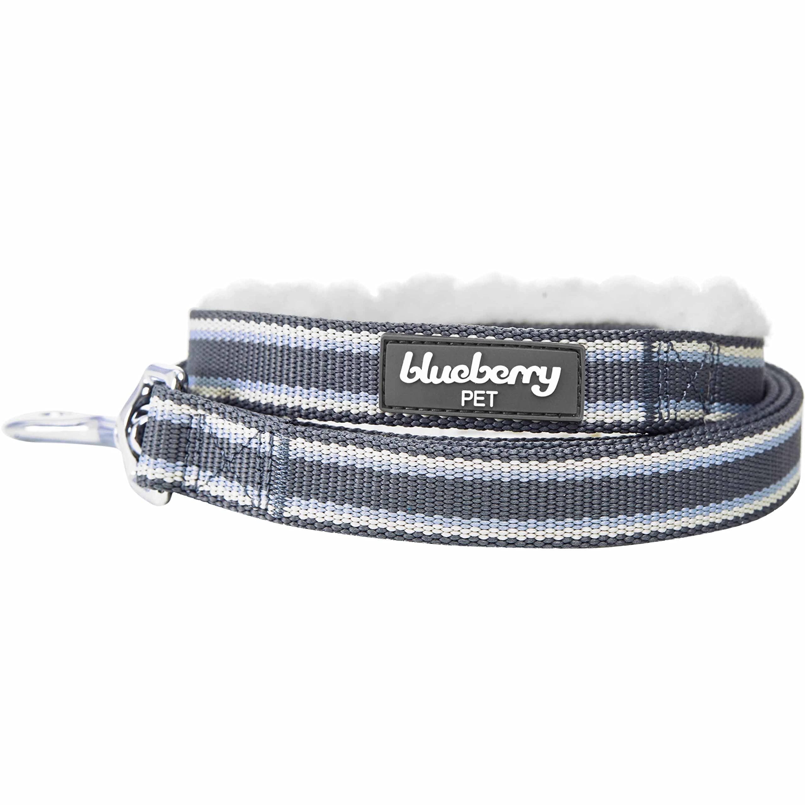 Blueberry Pet Multi-Colored Stripe Fleece Padded Dog Leash With Soft & Comfortable Handle, 5 Ft X 3/4', Grey, Medium, Leashes For Dogs
