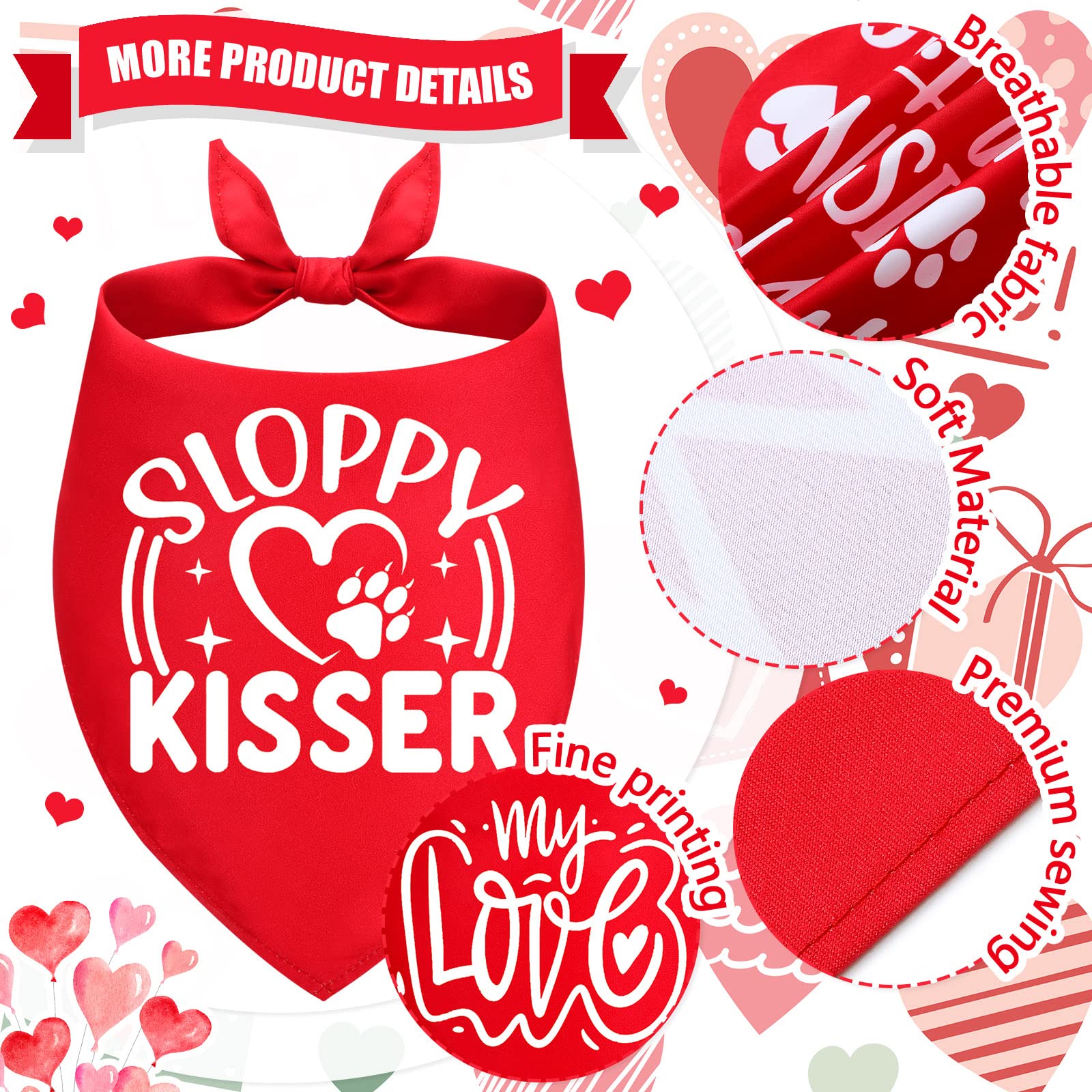 20 Pieces Valentines Dog Bandana Bulk Heart Bandanas Bibs Pet Triangle Bibs Scarf Valentine‘S Day Bandana Adjustable Neckerchief Scarf For Puppy Cats Pet Costume Accessories(Classic,25 X 17 Inch)