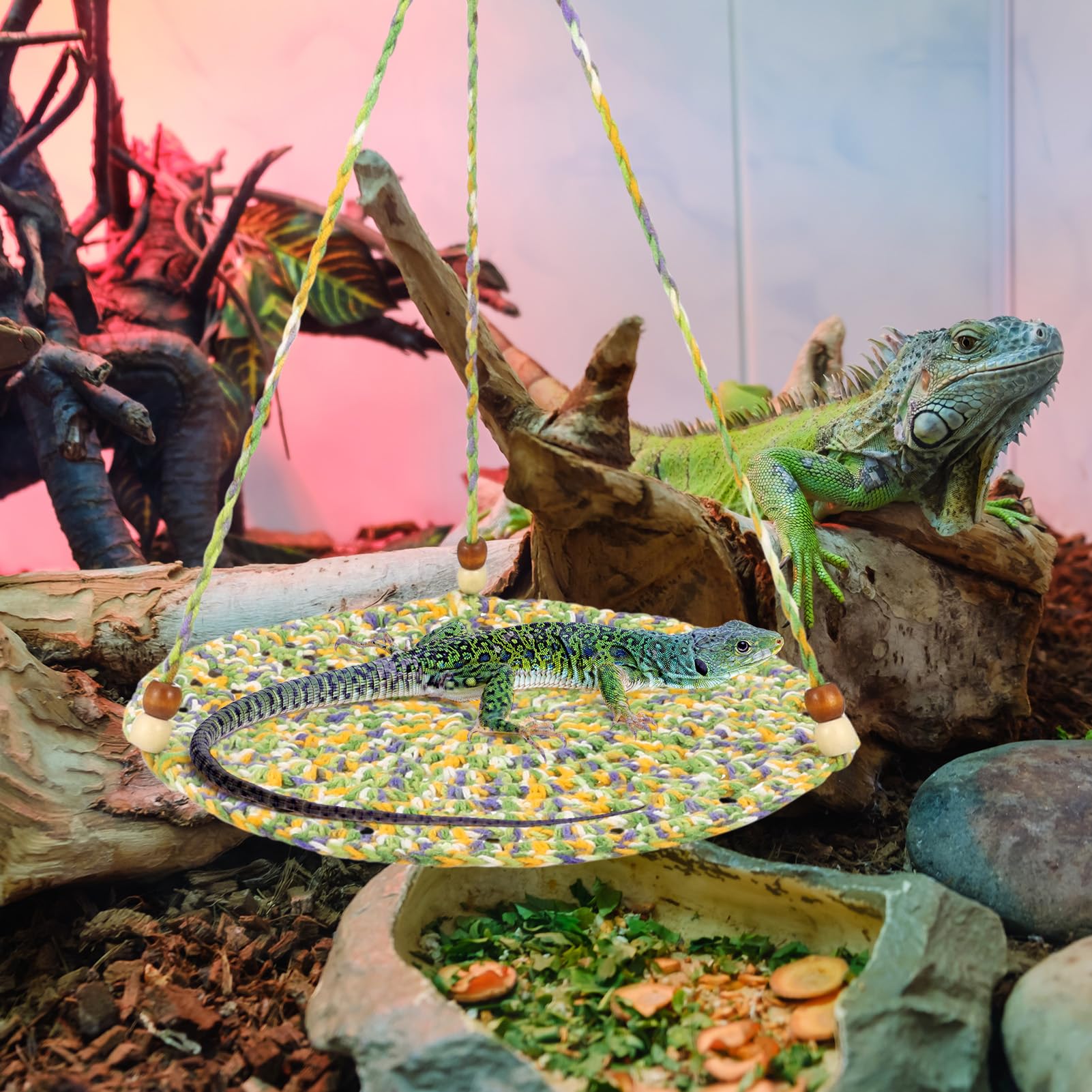 Jspupifip Bearded Dragon Bed,Bearded Dragon Hammock Large Accessories For Habitat Reptile Hammock Round Lizard Cage Gecko Tank A