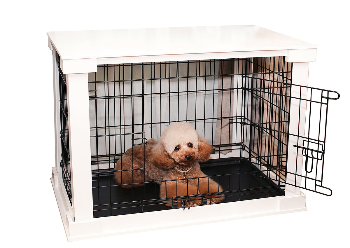 Zoovilla White Dog Cage With Crate Cover, Dog Kennel White Large