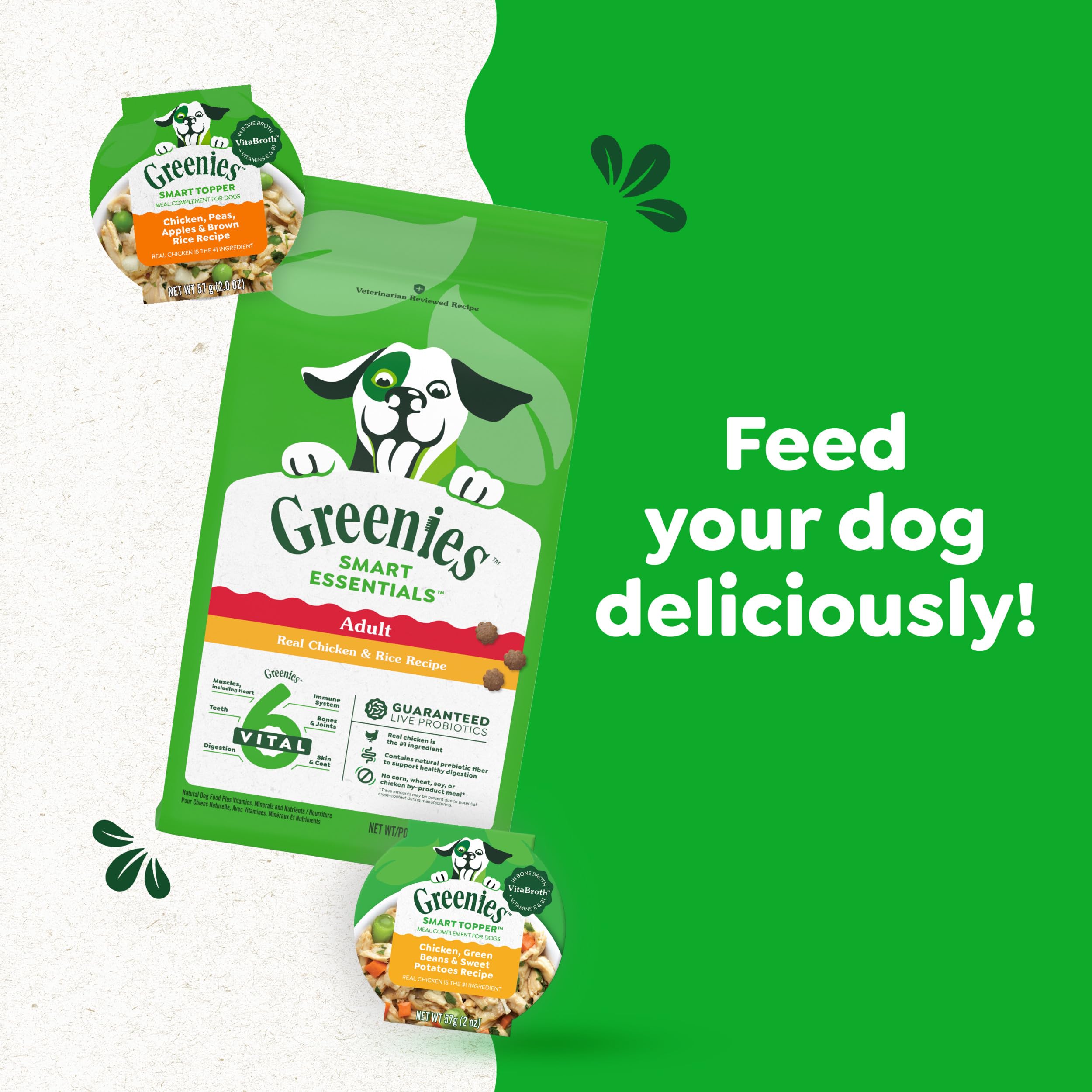 Greenies Smart Topper High Protein Wet Mix-in for Dogs, Chicken, Peas, Apples & Brown Rice Recipe in Vitabroth Broth - Bone Brot