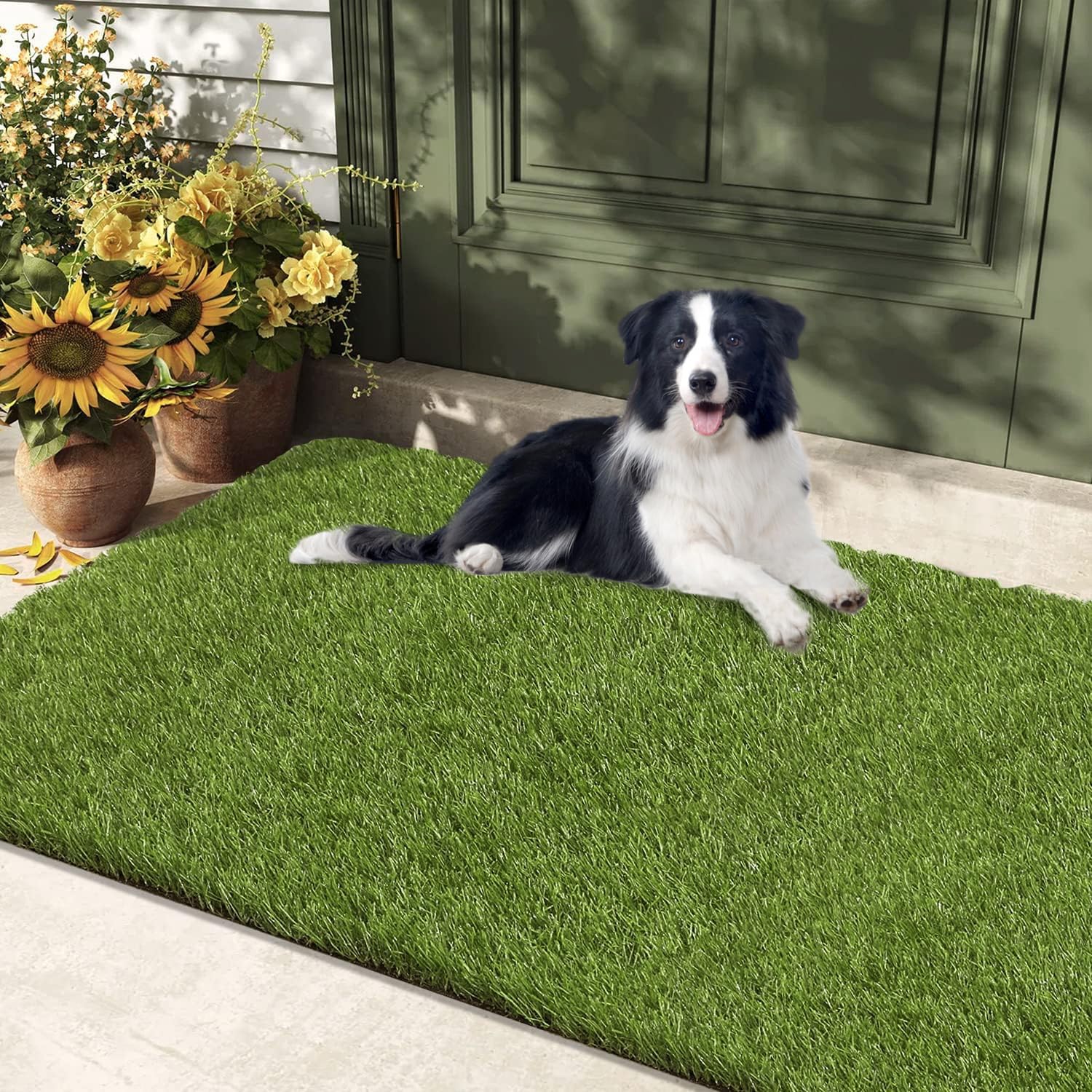Hebe Artificial Grass Pad For Dog Potty Training, Reusable Grass Mat Turf Mat With Drainage Holes For Indoor Outdoor Use, 32''X4