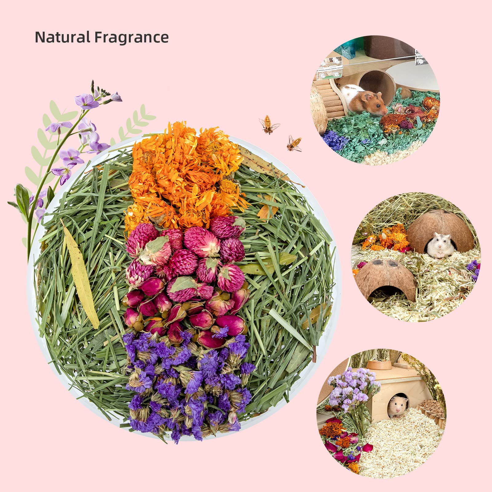 Niteangel Natural & Soft Hamster Bedding For Syrian Dwarf Hamsters Gerbils Mice Degus Bunny Or Other Small-Sized Pet (Flowers Scent Path)