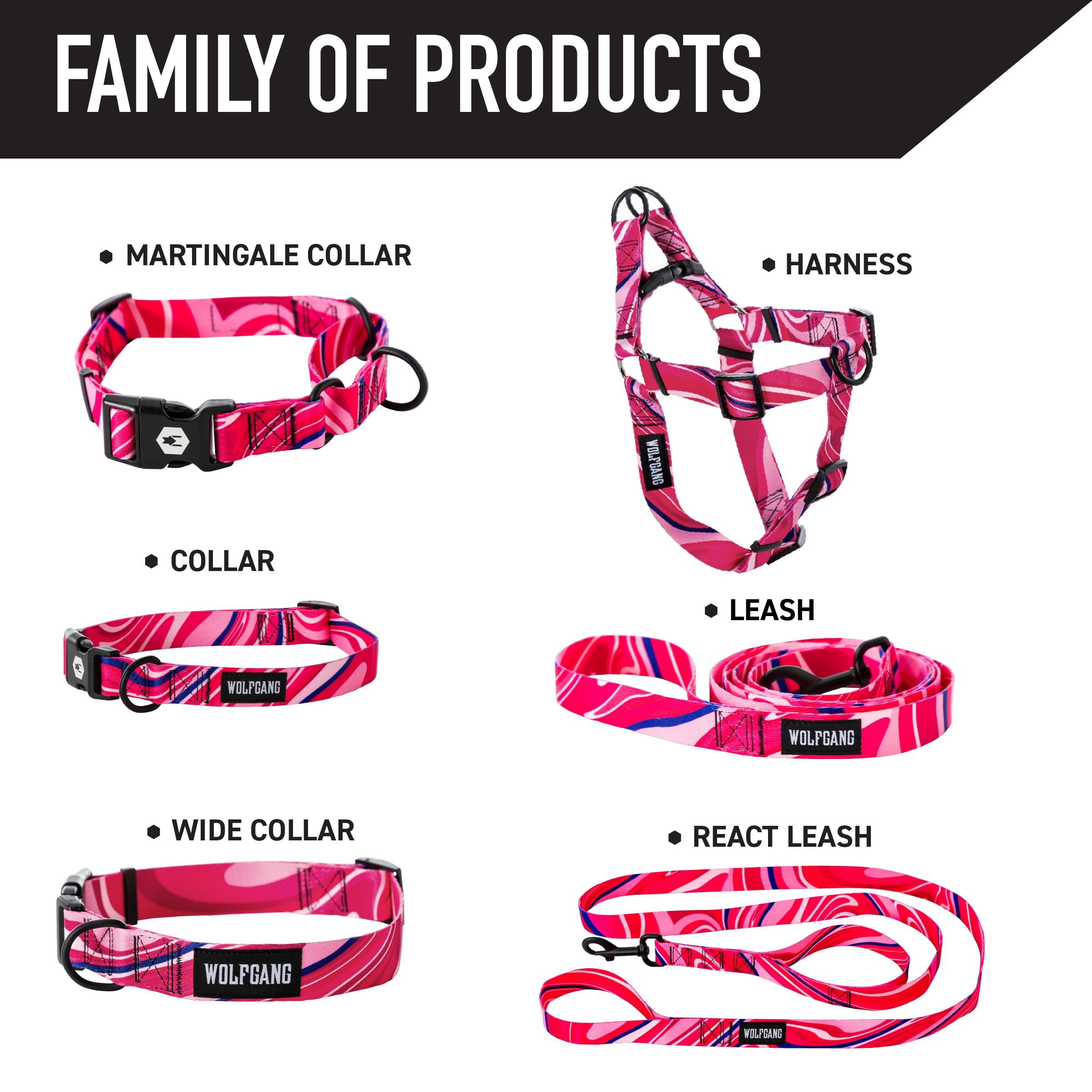 Wolfgang Heavy Duty Adjustable Dog Harness, Pull-Tested for Walking & Training, MarbleSwirl Print, Large