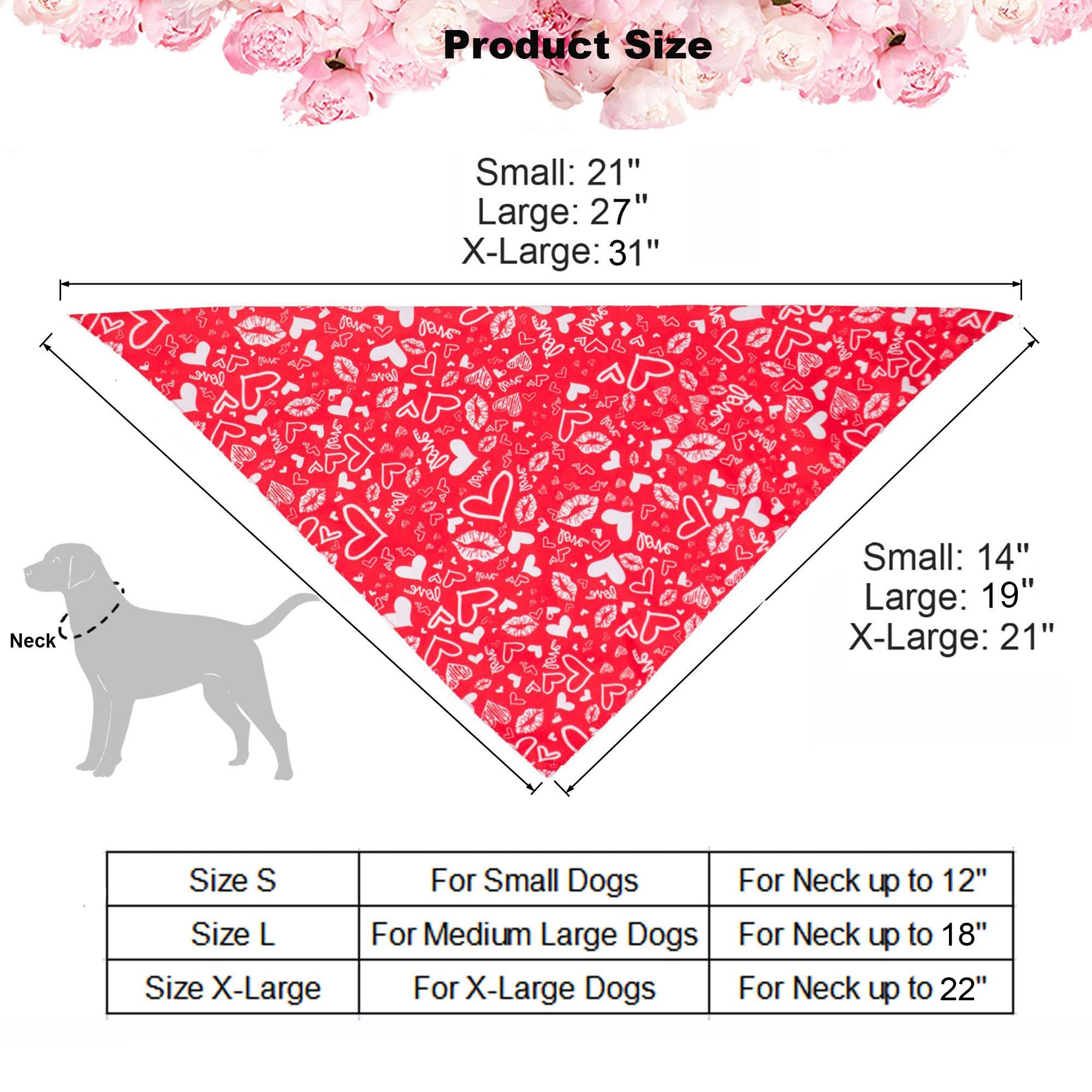 ADOGGYGO Valentine Dog Bandana, Multiple Sizes Offered, Reversible Triangle Dog Scarf Pet Bandana for Small Dogs (Small)