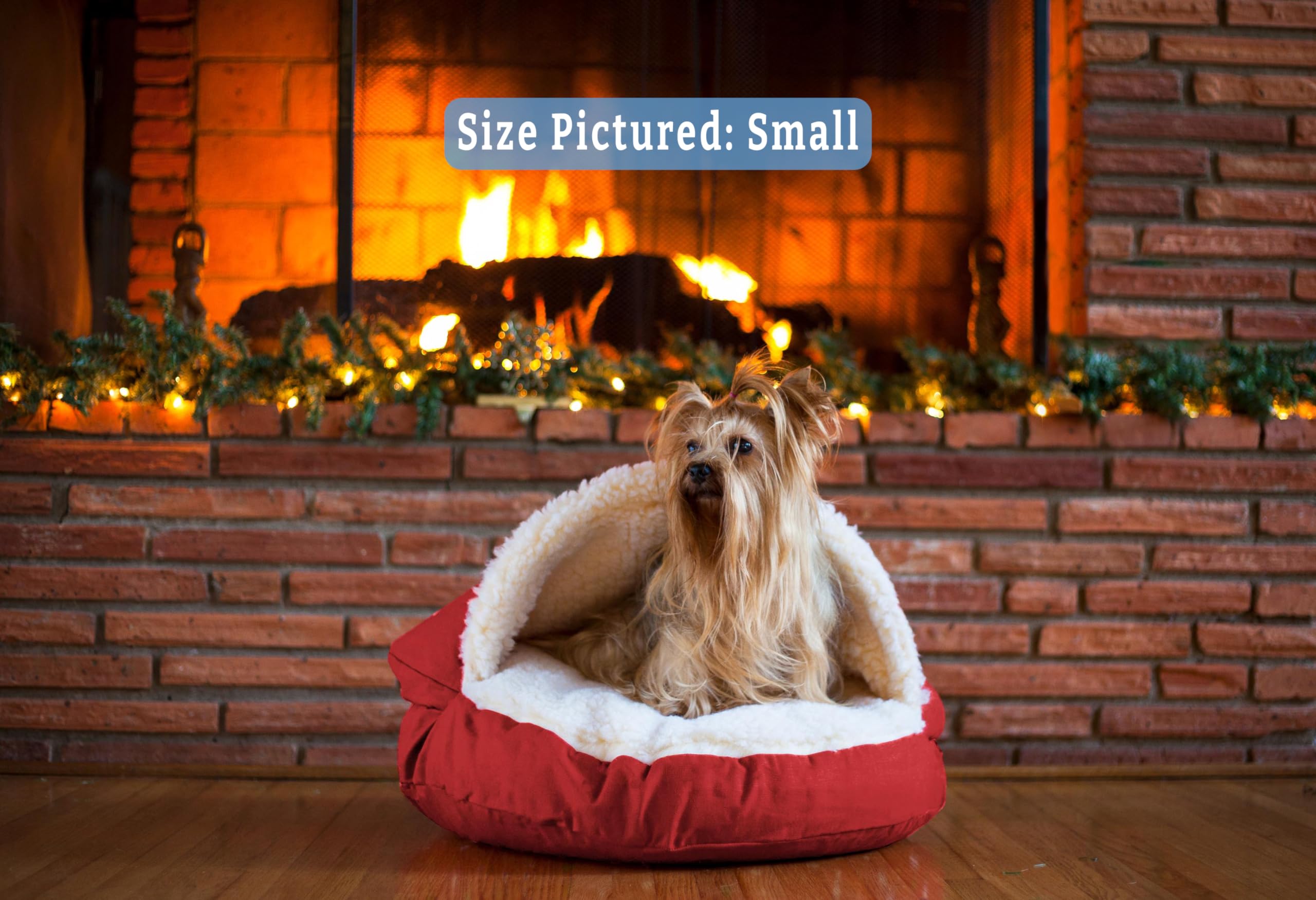 Snoozer Classic Poly-Cotton Cozy Cave Pet Bed, Small, Red