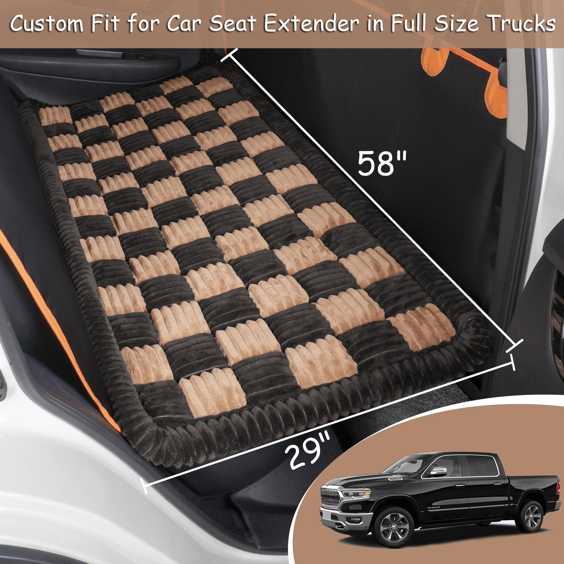Dog Bed Mat For Trucks, Non-Slip Car Dog Bed For Pickup Back Seat Extenders, Soft Furry Travel Pet Mat, Washable And Custom Fit