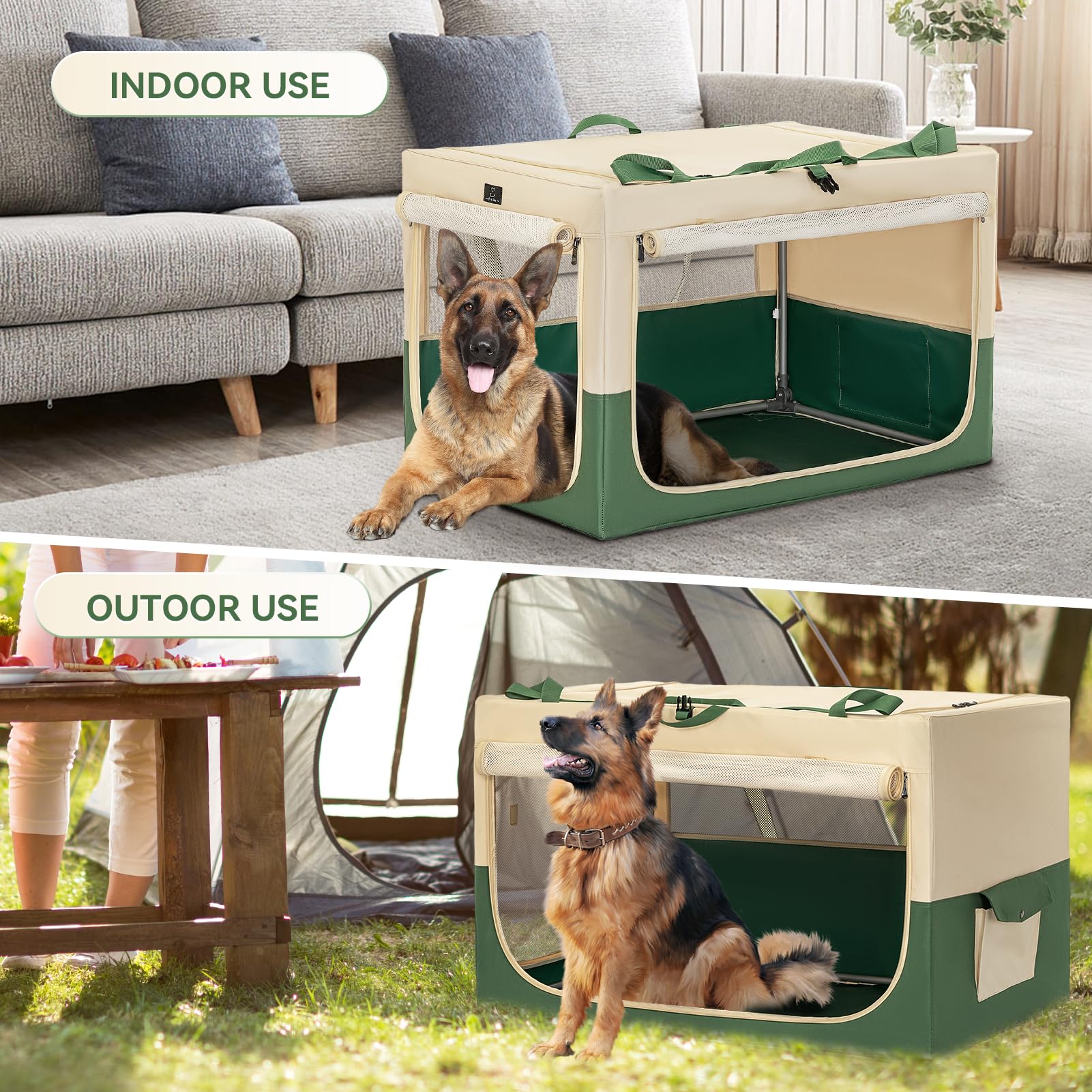 A4Pet Collapsible Dog Crate, Soft Sided Dog Crate - 40 Inch Adjustable Stainless Steel Frame, Lightweight, Durable And Portable