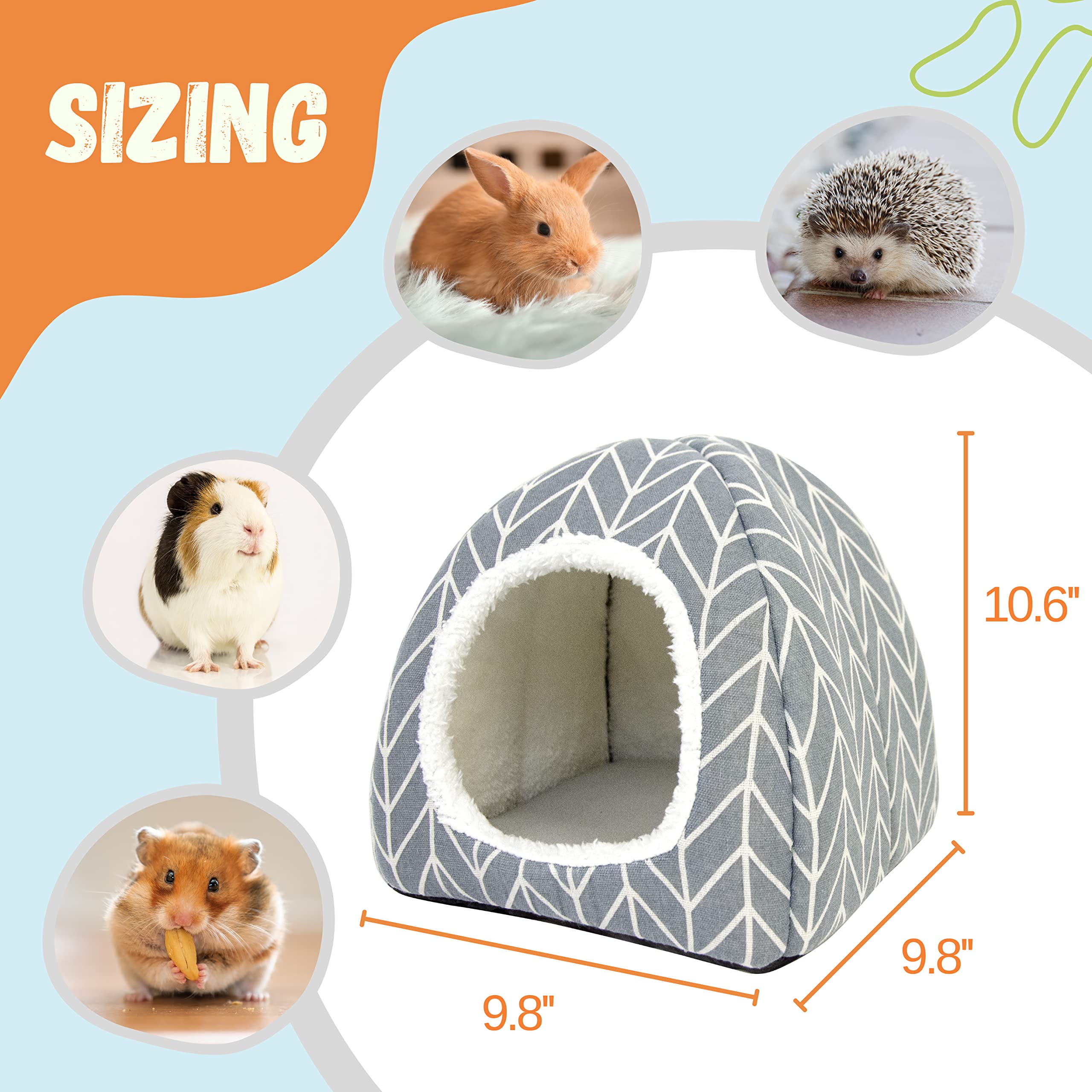 Tierecare 2 Pack Guinea Pig Hideout Bed Rabbit House Cave Accessories Cozy Hide-Out For Bunny Hedgehog Ferret Chinchilla&Other S