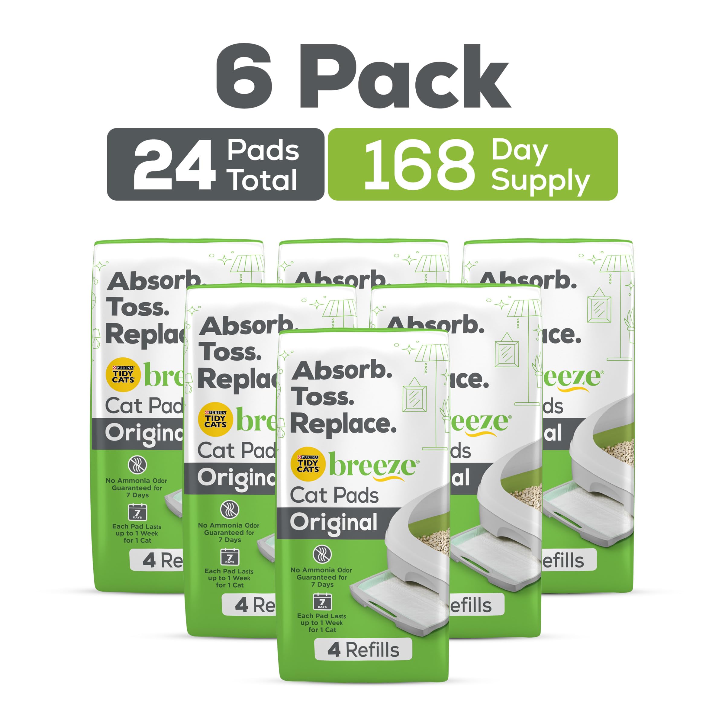 Purina Tidy Cats Cat Litter Breeze Pads Spring Clean Fragranced Cat Litter Pads Refill Pack - (Pack Of 10) 4 Ct. Pouches