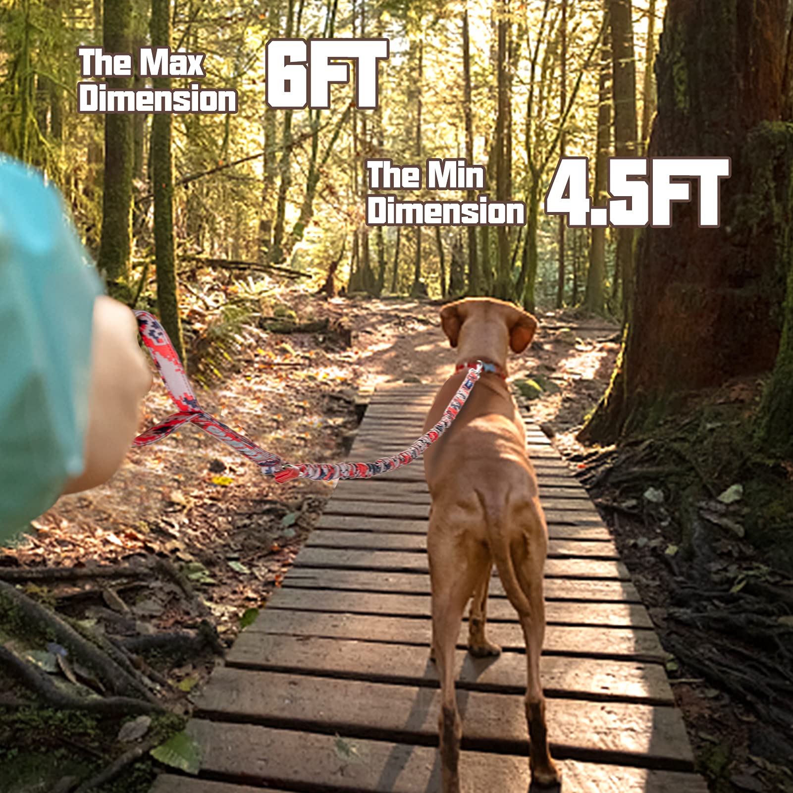 Auroth Heavy Duty Dog Leash - Bungee, No Pull For Shock Absorption, Red Camo, 6Ft, 2 Padded Handles