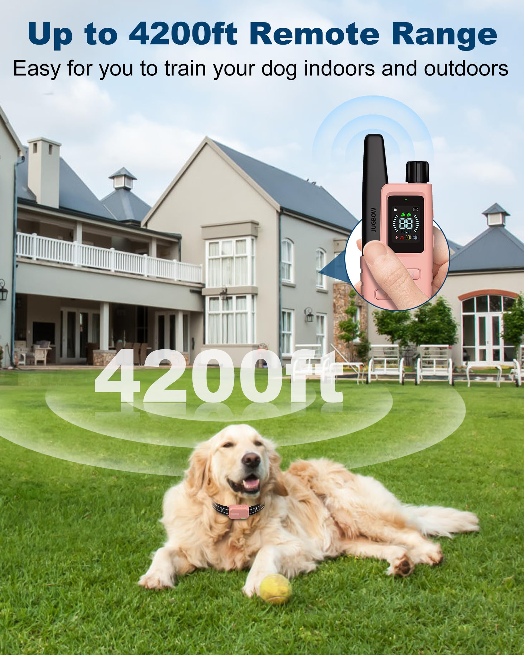 Jugbow Dog Shock Collar - 4200Ft Dog Training Collar With Remote Innovative Ipx7 Waterproof With 4 Training Modes, Rechargeable