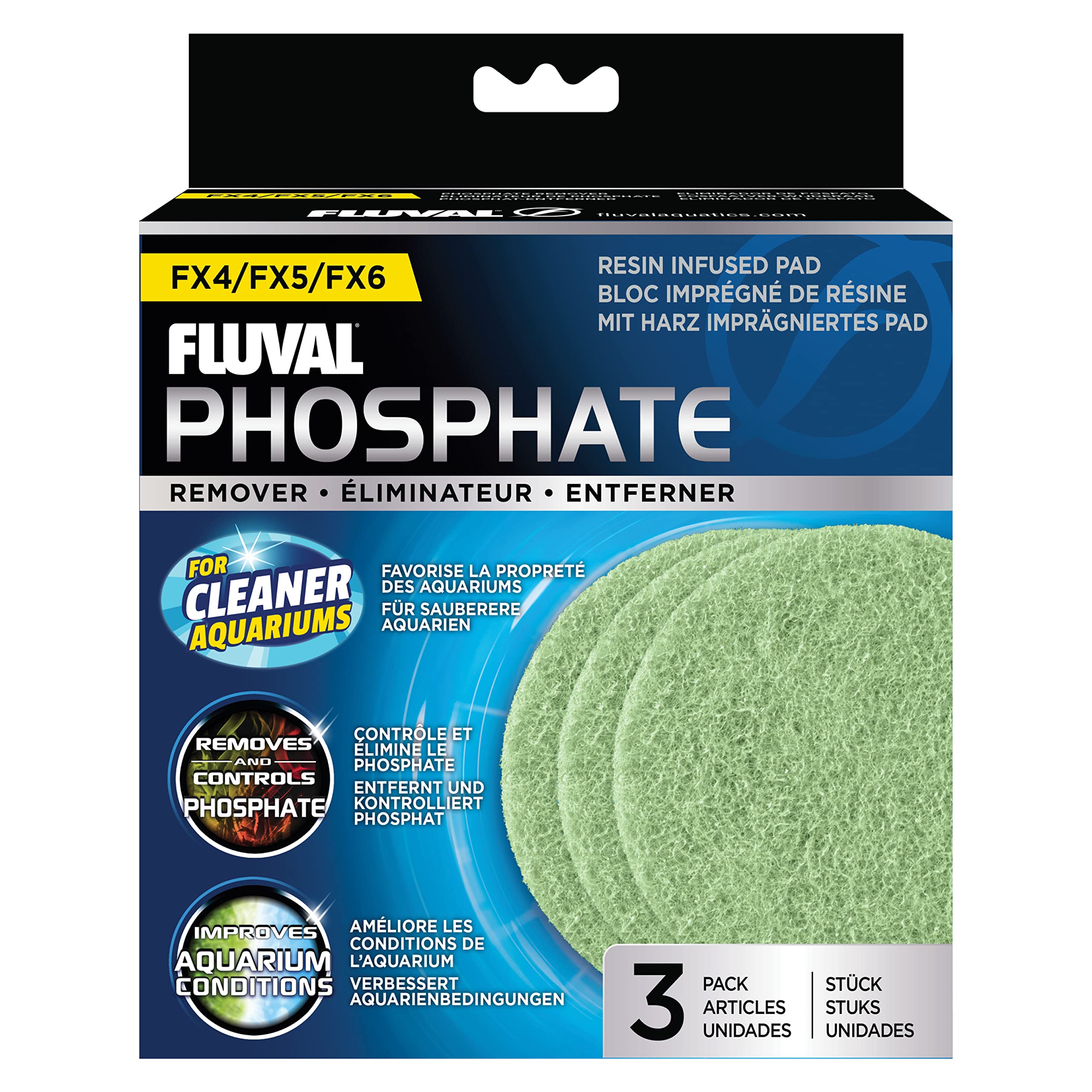 Fluval FX4/FX6 Phosphate Remover Pad, Replacement Aquarium Filter Media, 3-Pack