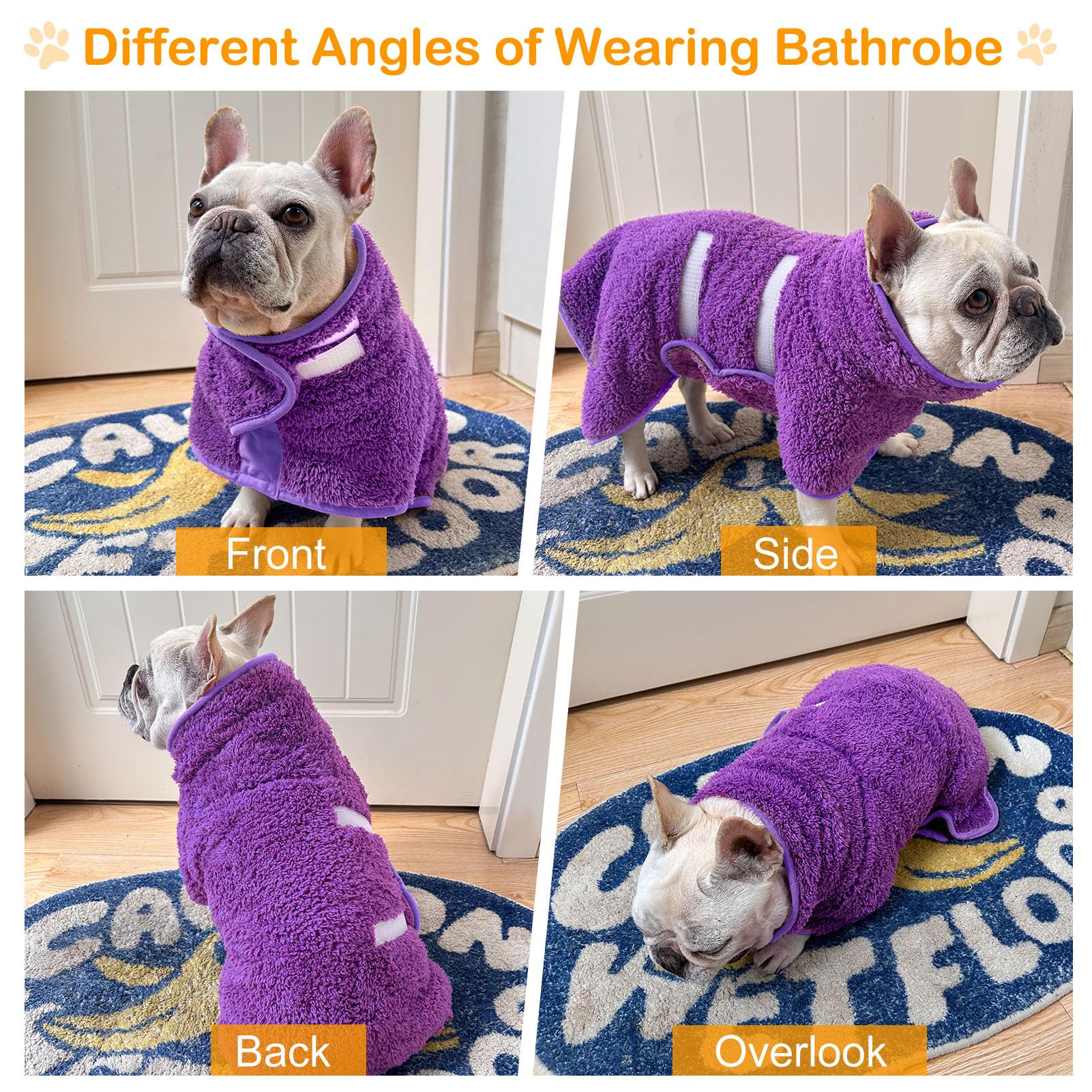 Dog Bathrobe, Super Soft Robe Quick Drying Dog Towels For Drying Large, Adjustable Dogs Clothes For After Bath, L
