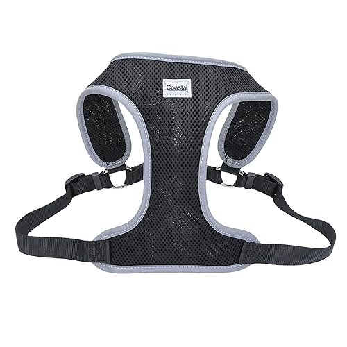 Coastal Pet Comfort Soft Reflective Wrap Adjustable Dog Harness - No-Pull Dog Harness For Small & Large Dogs - Black - 5/8' X 16'–19'