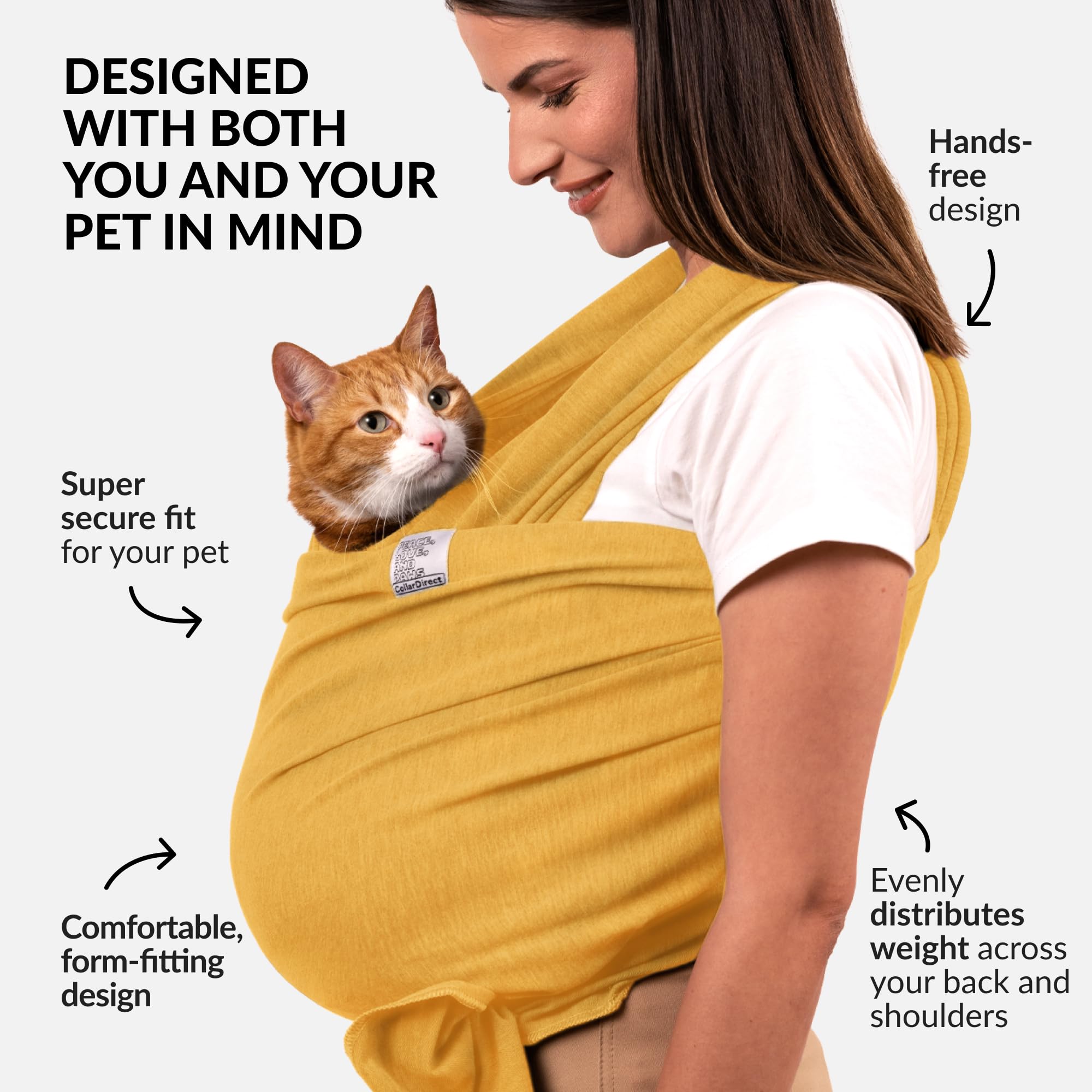 Dog Sling Carrier For Small Dogs - Anti-Anxiety Cat Sling, Puppy Pouch - Pet Sling In Gray Black Blue Green Pink Yellow (Yellow,