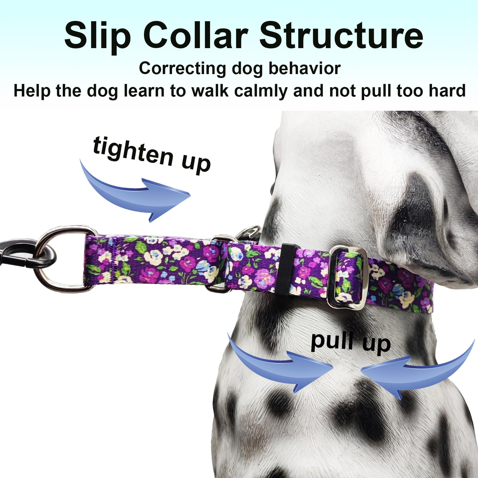 Fidohug Martingale Collar For Dogs With Buckle Floral No Pull Training Dog Collars (Purple Floral, Medium)