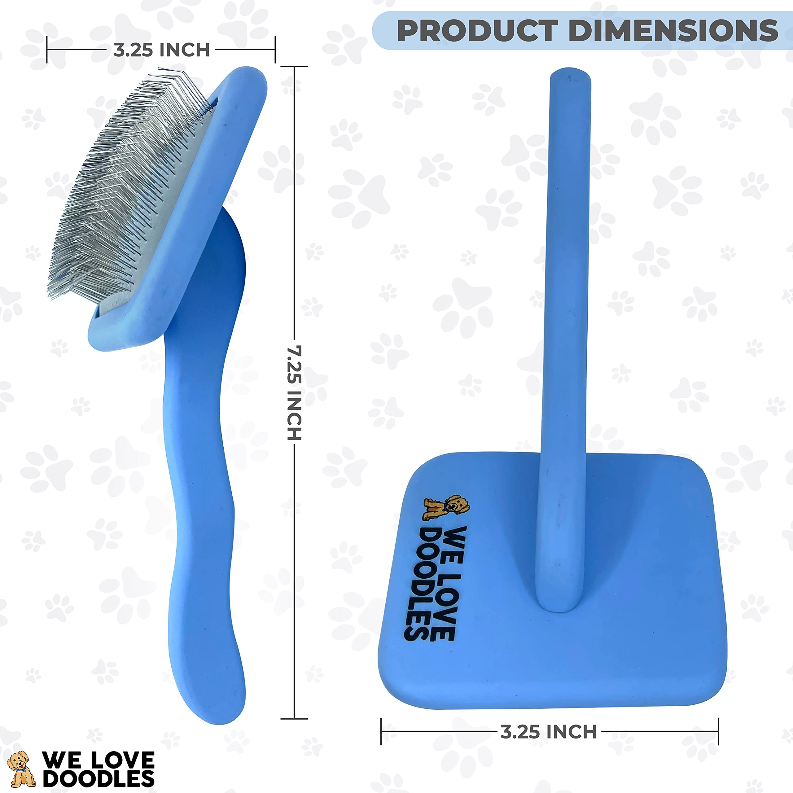 We Love Doodles Dog Slicker Brush For Grooming Pet Hair - Best Brushes For Poodle & Golden Doodle - Long Haired Brush For Dogs - Goldendoodle Long Pin Brush For Dematting (Large)