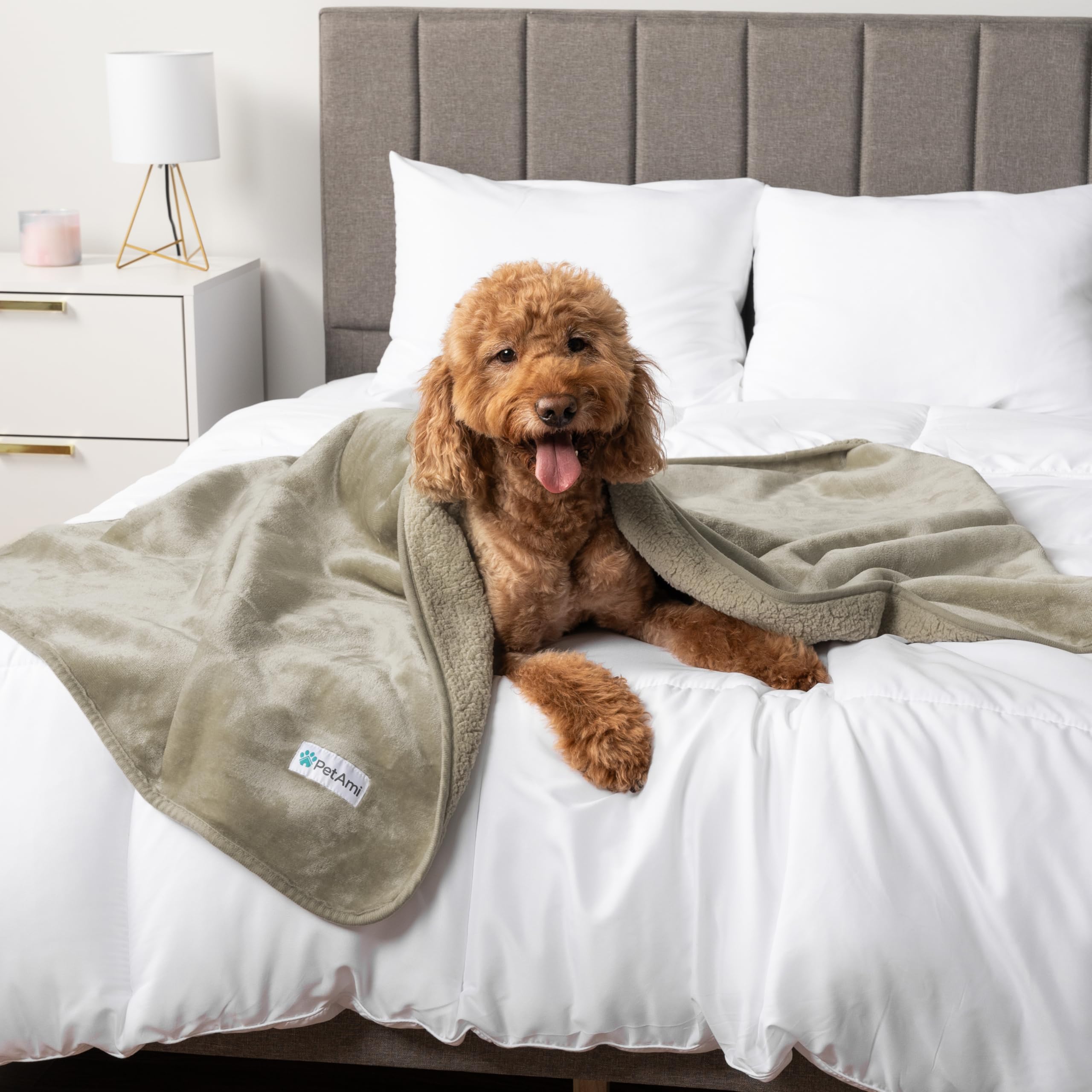 PetAmi Waterproof Dog Blanket for Extra Large Dogs, Pee Proof for Bed Couch, Reversible, Soft Dog Crate Cover Washable, Queen 90