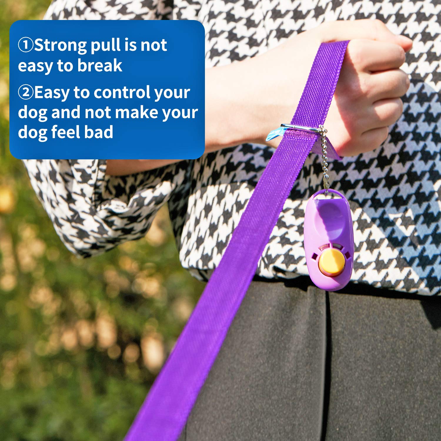 Baapet 15 Ft 20 Ft 30 Ft 50 Ft 100 Ft Long Dog Training Leash For Dog Training, Play, Camping, Or Backyard Lead With Training Clickers For Small, Medium And Large Dogs Or Cats (100 Feet, Purple)
