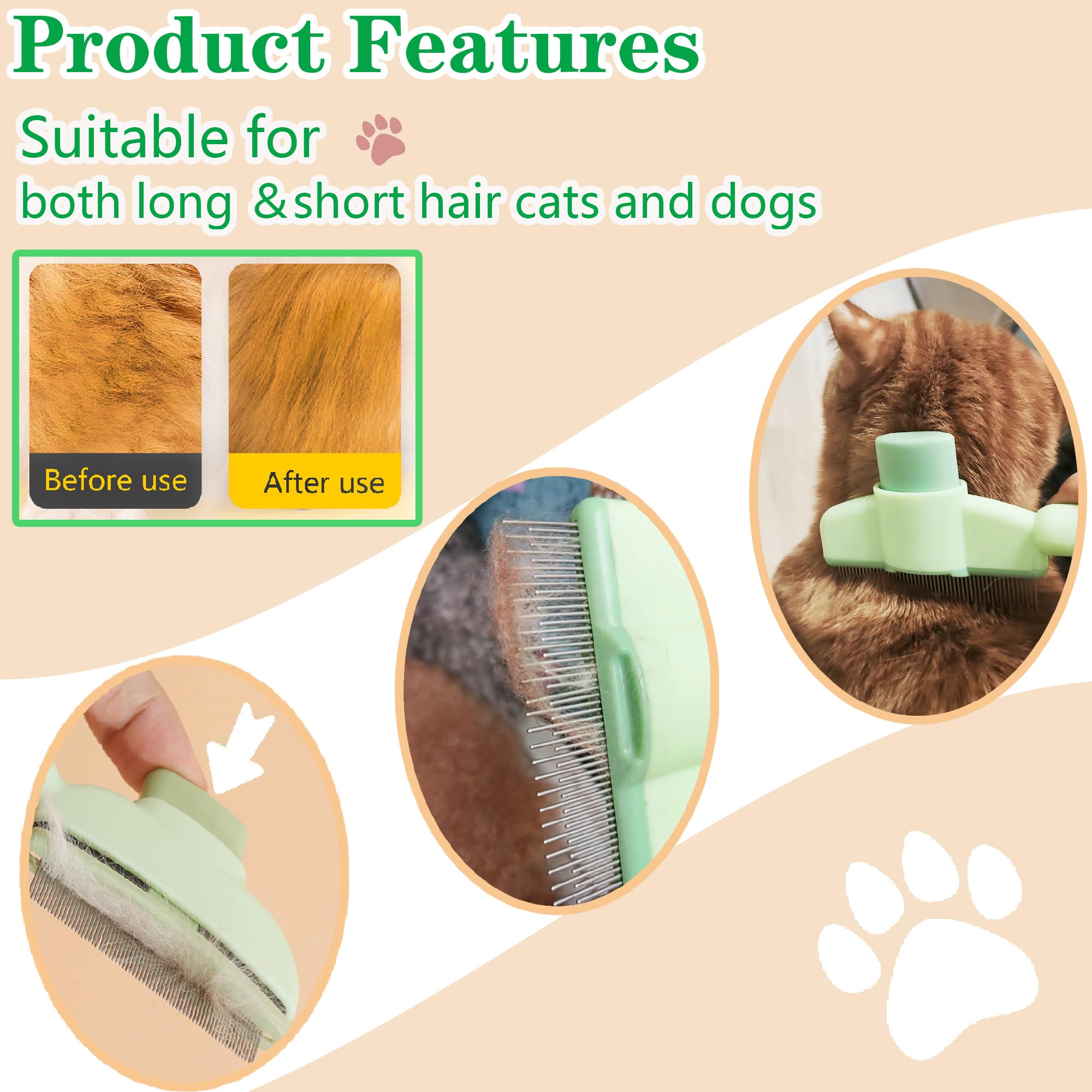 Flea Comb For Dogs And Cats With Release Button Fine Tooth Dog Comb For Grooming Massaging And Cleaning Remove Fleas Eggs Pet Ha