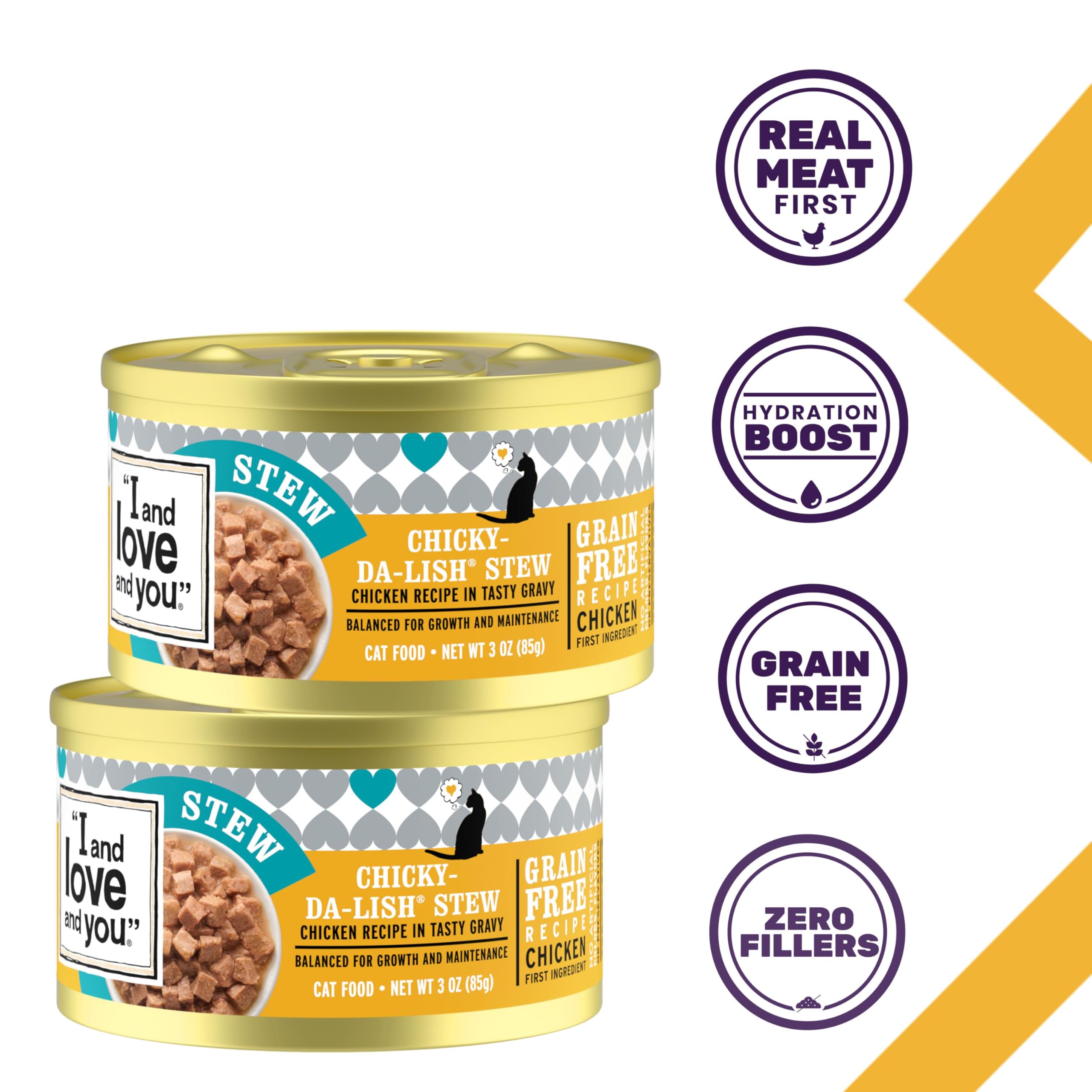 I and love and you Wet Cat Food - Chicky-Da-Lish Stew - Chicken Recipe, Grain Free, Filler Free, 3oz Pack of 24 Cans