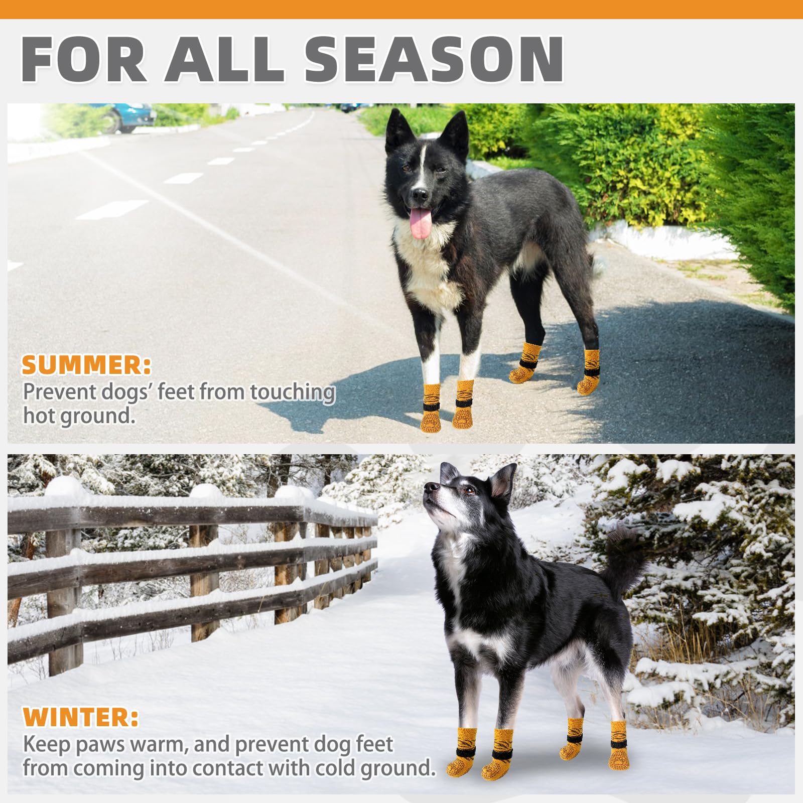 KOOLTAIL Anti Slip Dog Socks for Hot/Cold Pavement to Prevent Licking Paws, Dog Boots&Paw Protector with Grip for Hardwood Floor