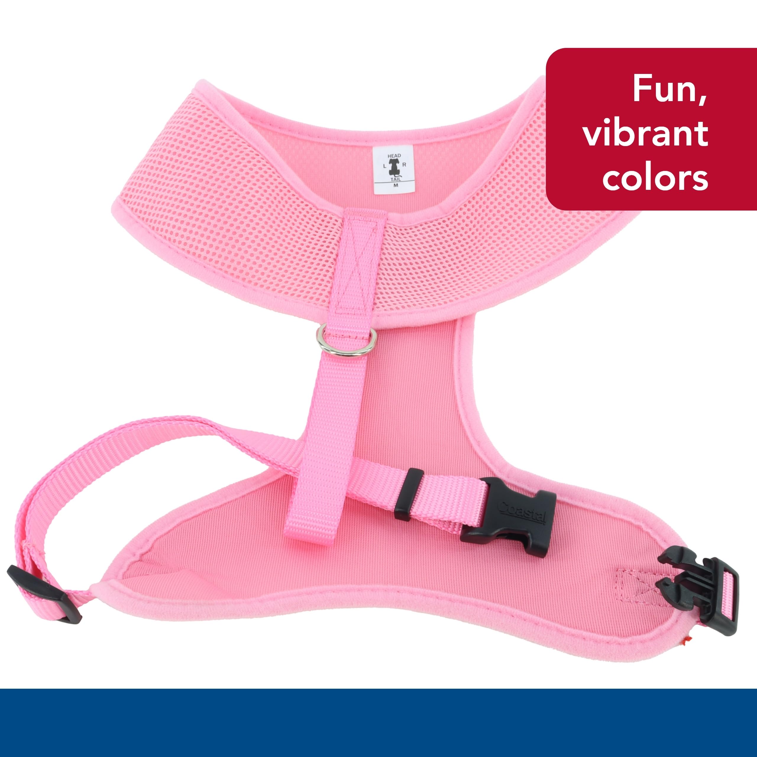 Coastal - Comfort Soft - Adjustable Dog Harness, Pink Bright, 3/8' X 14'-16'