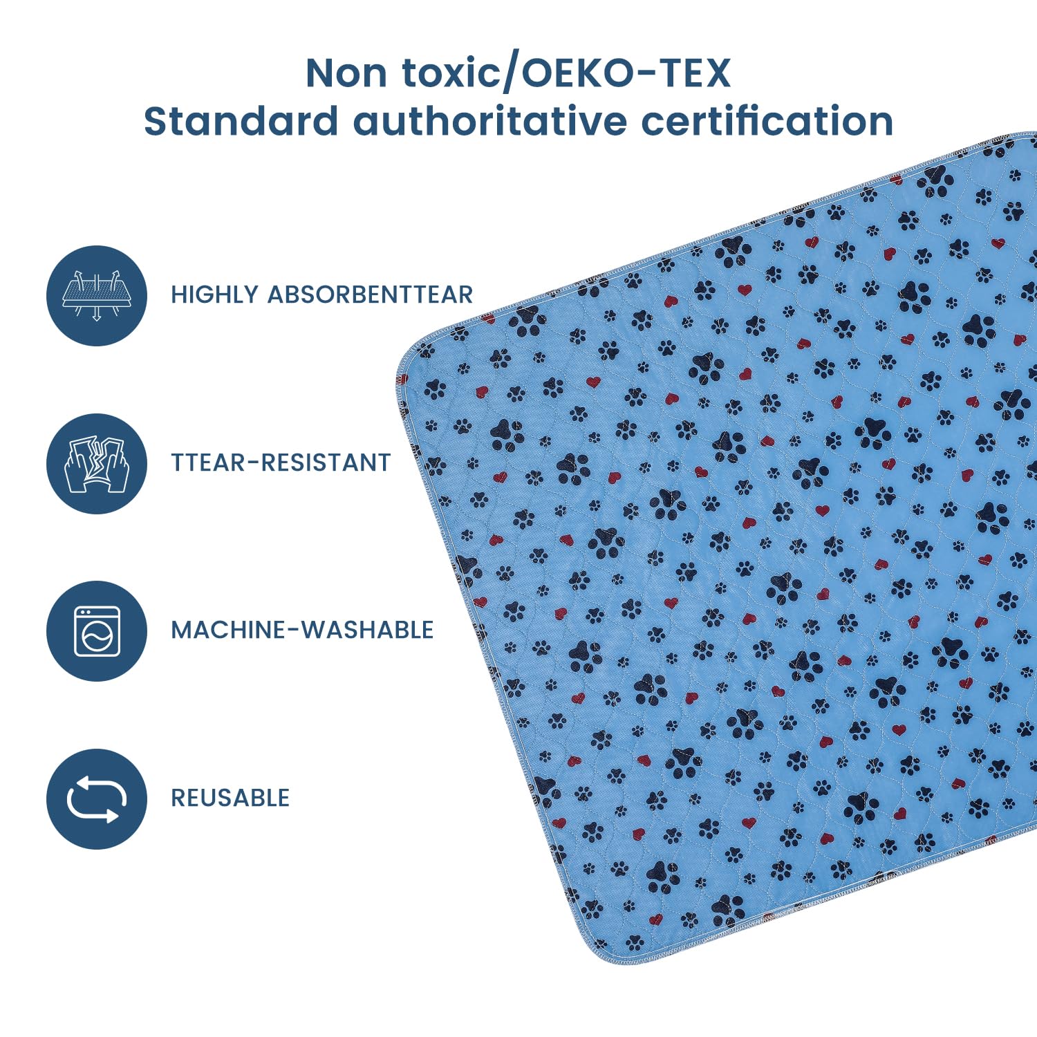 Washable Pee Pads For Dogs,4 Pack Extra Large 34''X36'' Super Absorbent Reusable Puppy Pads,Non-Slip 100% Waterproof Dog Pee Pad