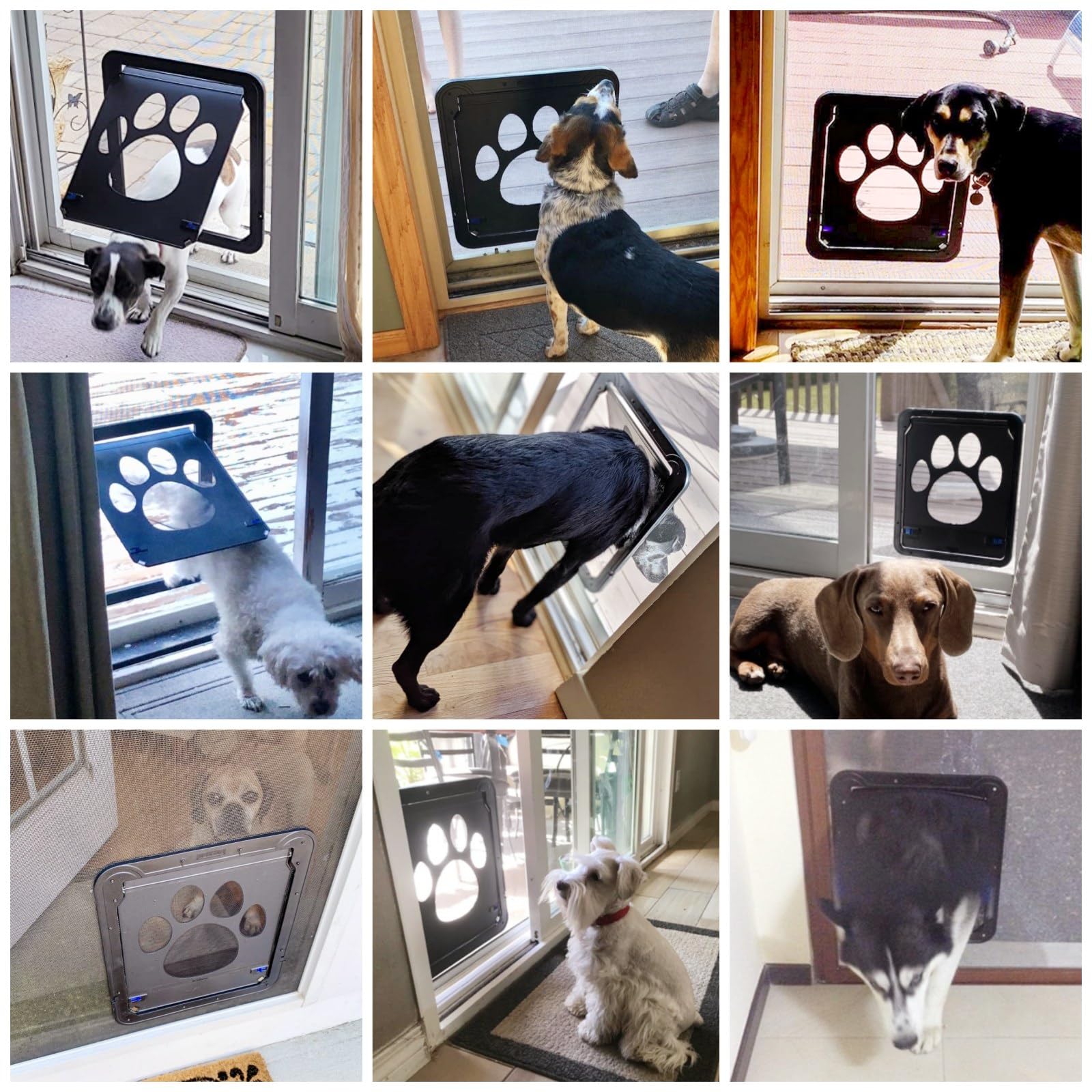 NAMSAN Dog Screen Door - Magnetic Self-Closing, 12x14 Inch, Lockable, Black, ABS Material