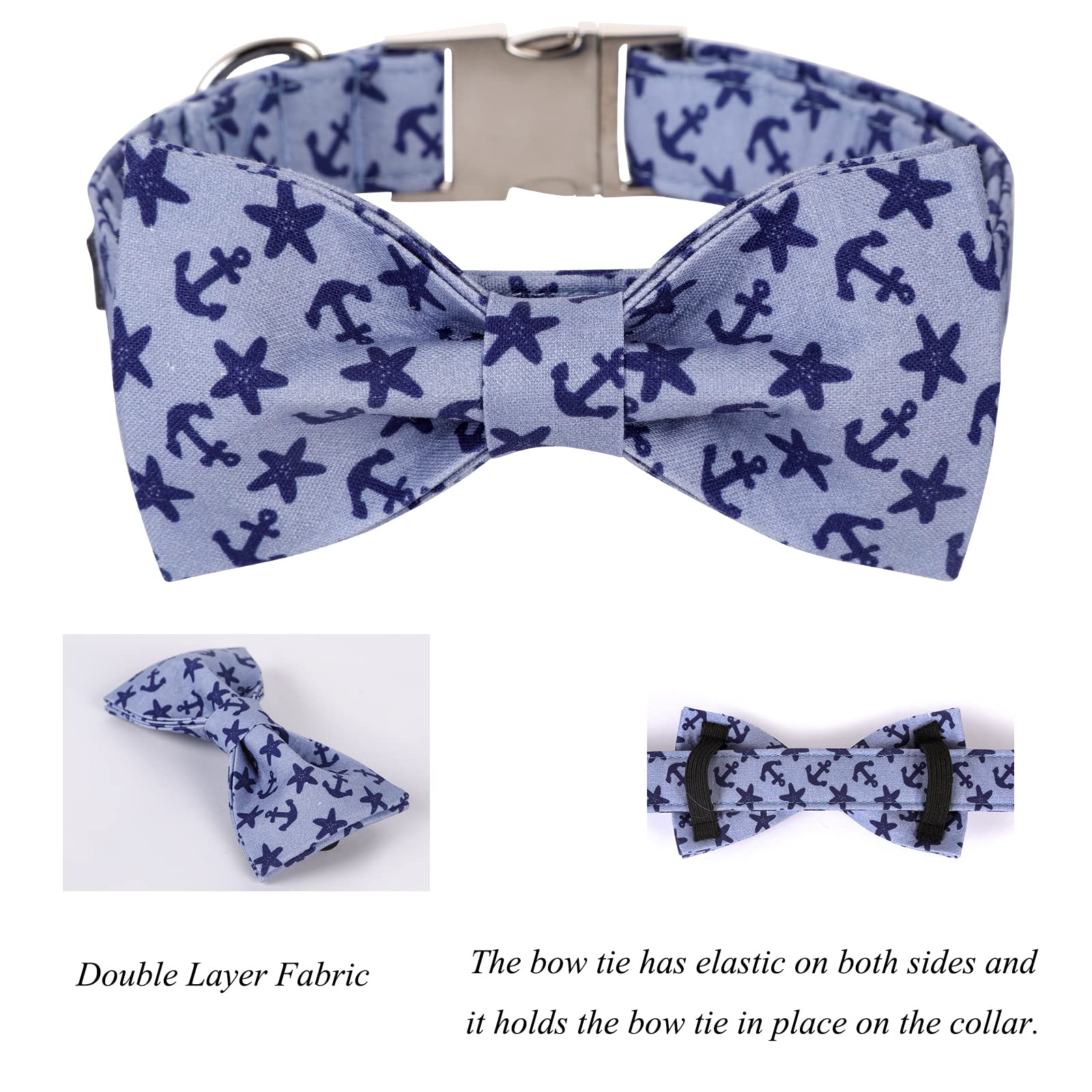 Lionet Paws Dog Collar With Bowtie, Summer Bowtie Collar For Dog,Adjustable Comfortable Dog Collar Gift For Puppy Small Medium L