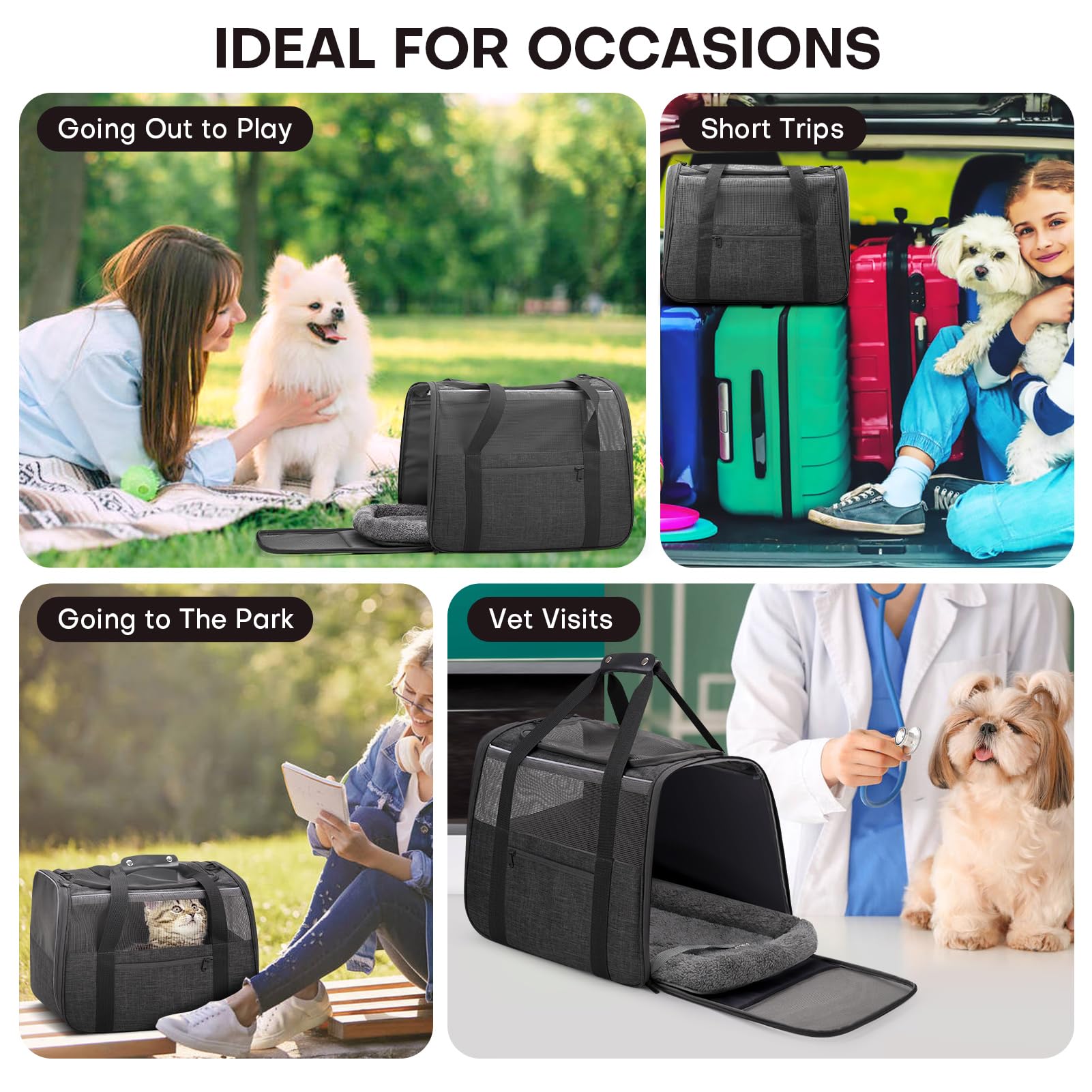 Jungyoun Premium Cat Carrier - Pet Carrier For Cat & Small Dogs Up To 15Lbs - Airline Approved Travel Dog Carrier With Anti-Esca