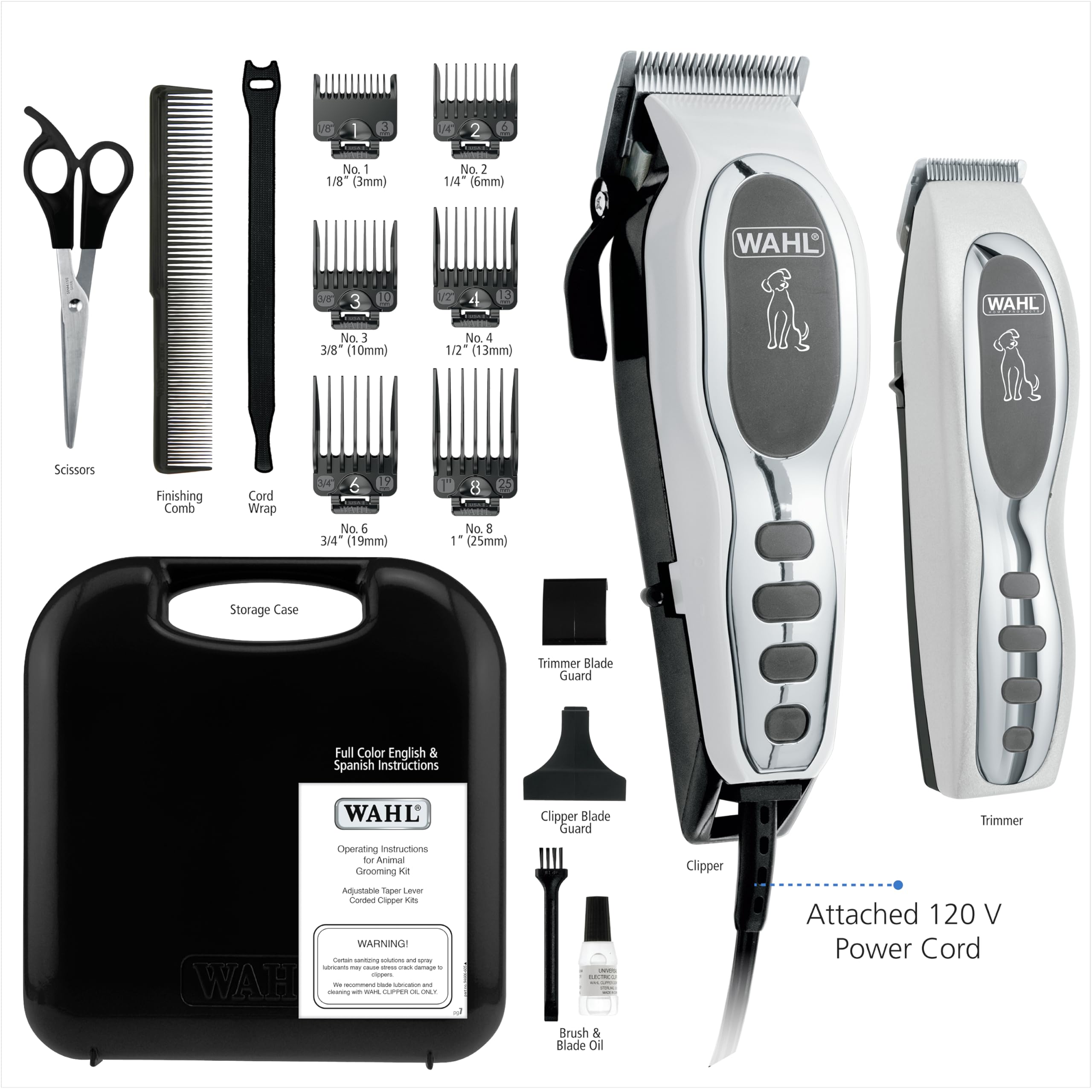 Wahl Pet-Pro Corded Clipper & Battery Trimmer Pet Grooming Combo Kit For Dogs With Light To Thick Coats, The Brand Used By Professionals - Model 9284