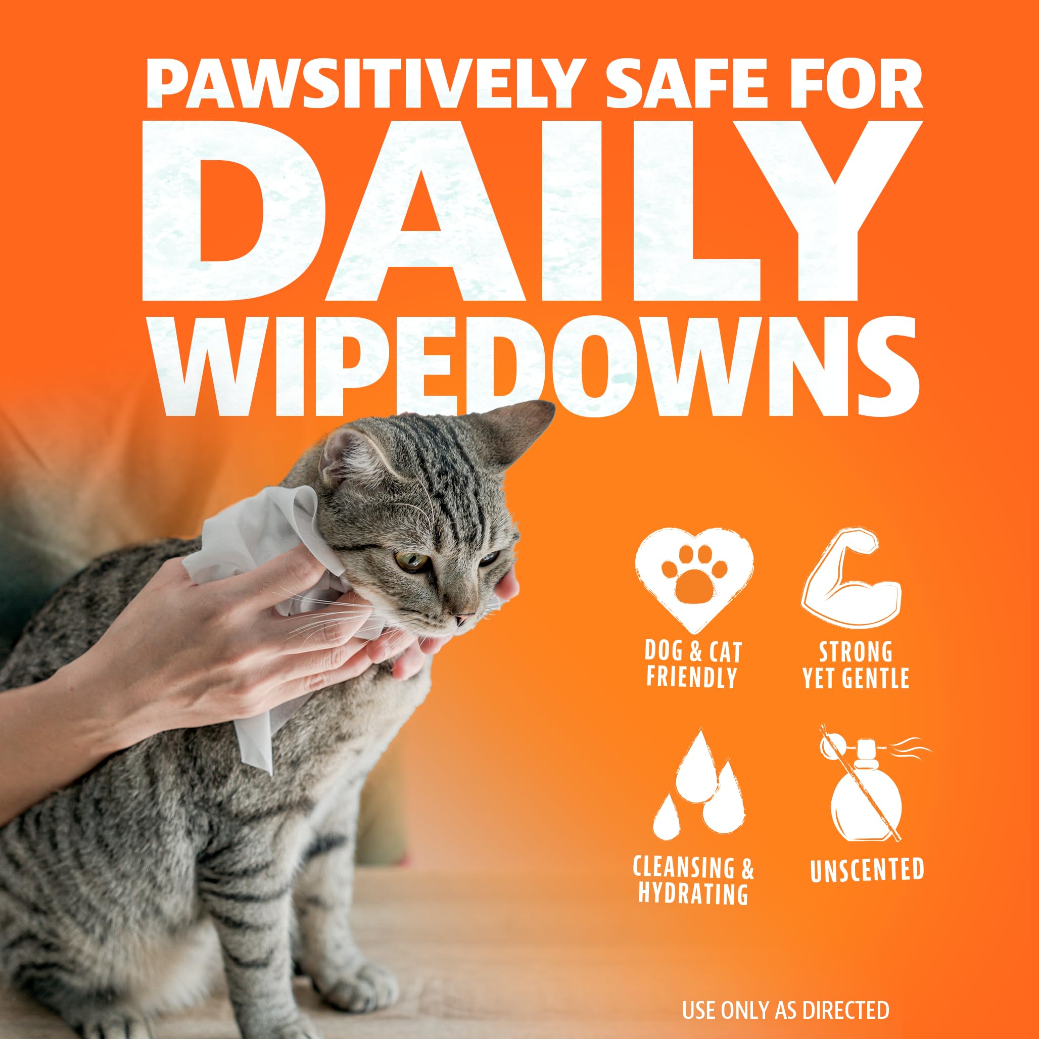 Angry Orange Pet Wipes For Dogs And Cats - Unscented And Gentle Grooming Wipes For Paws, Fur And Butt - 320 Count - Value 4 Pack