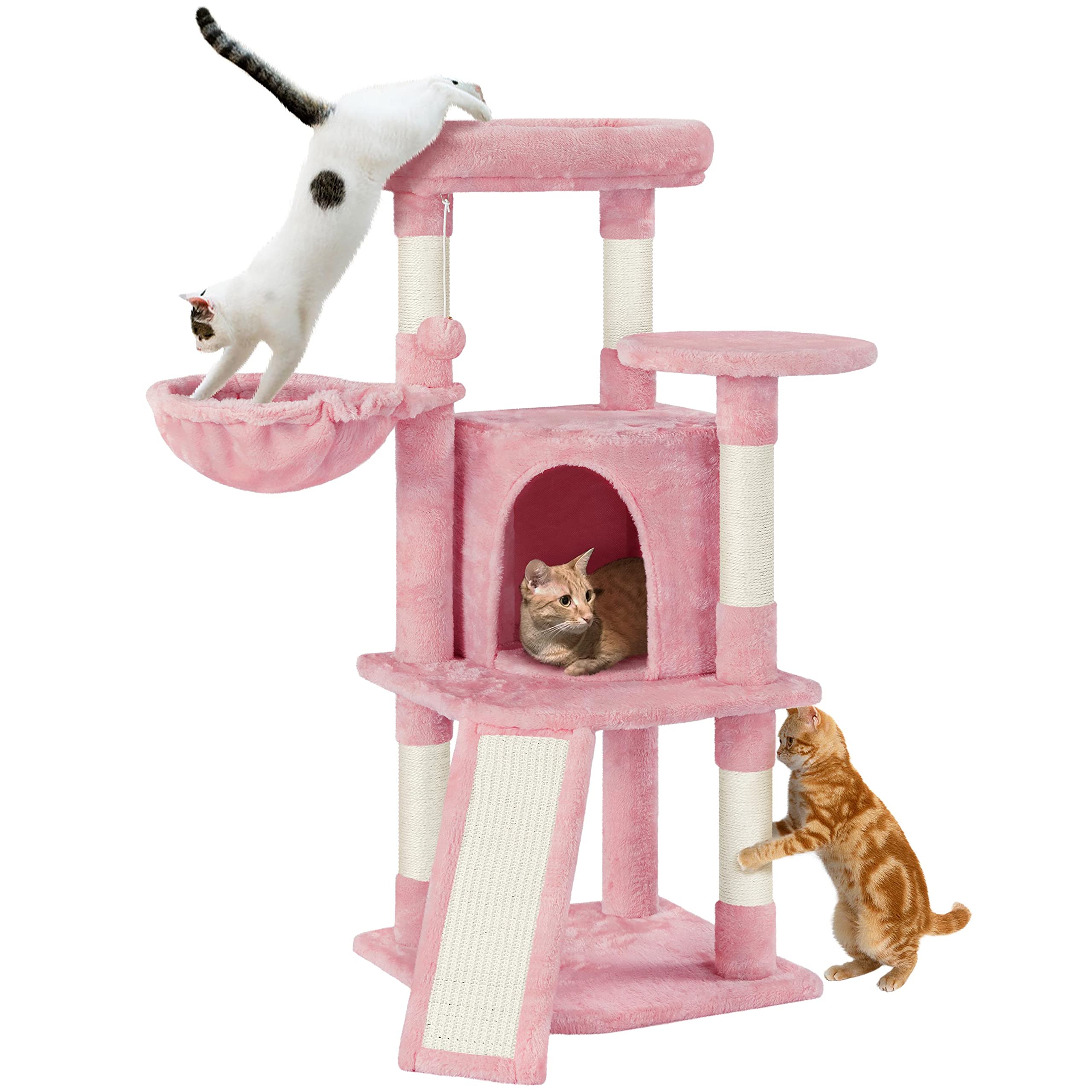 Yaheetech Cat Tree, 42In Play Tower For Indoor Cats, Kitten House With Large Perch & Scratching Posts & Cozy Condo & Scratching 
