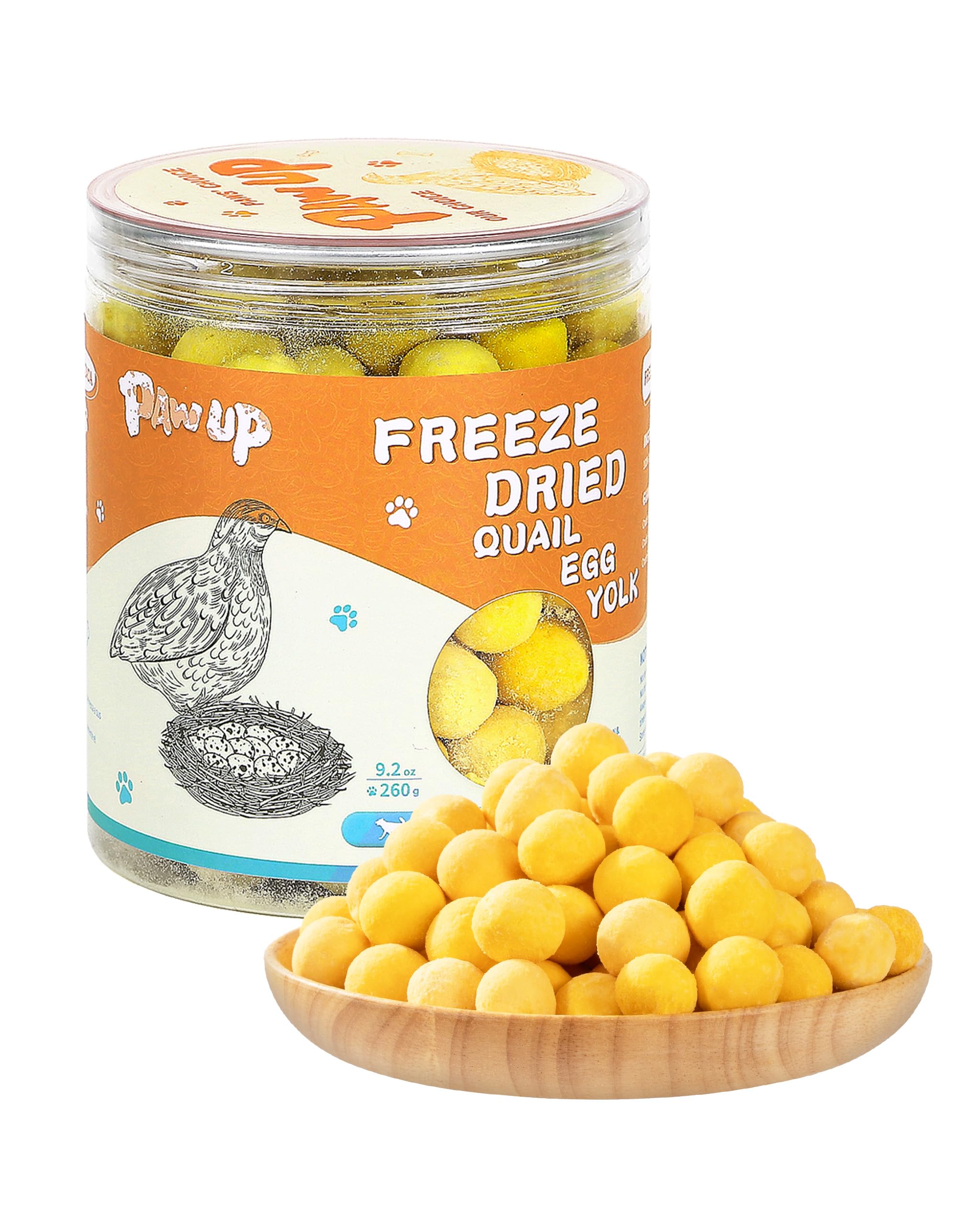PAWUP Freeze Dried Cat & Dog Treats, Natural Quail Egg Yolk, Single Ingredient, High-Protein Pet Snacks for Skin & Coat Health,