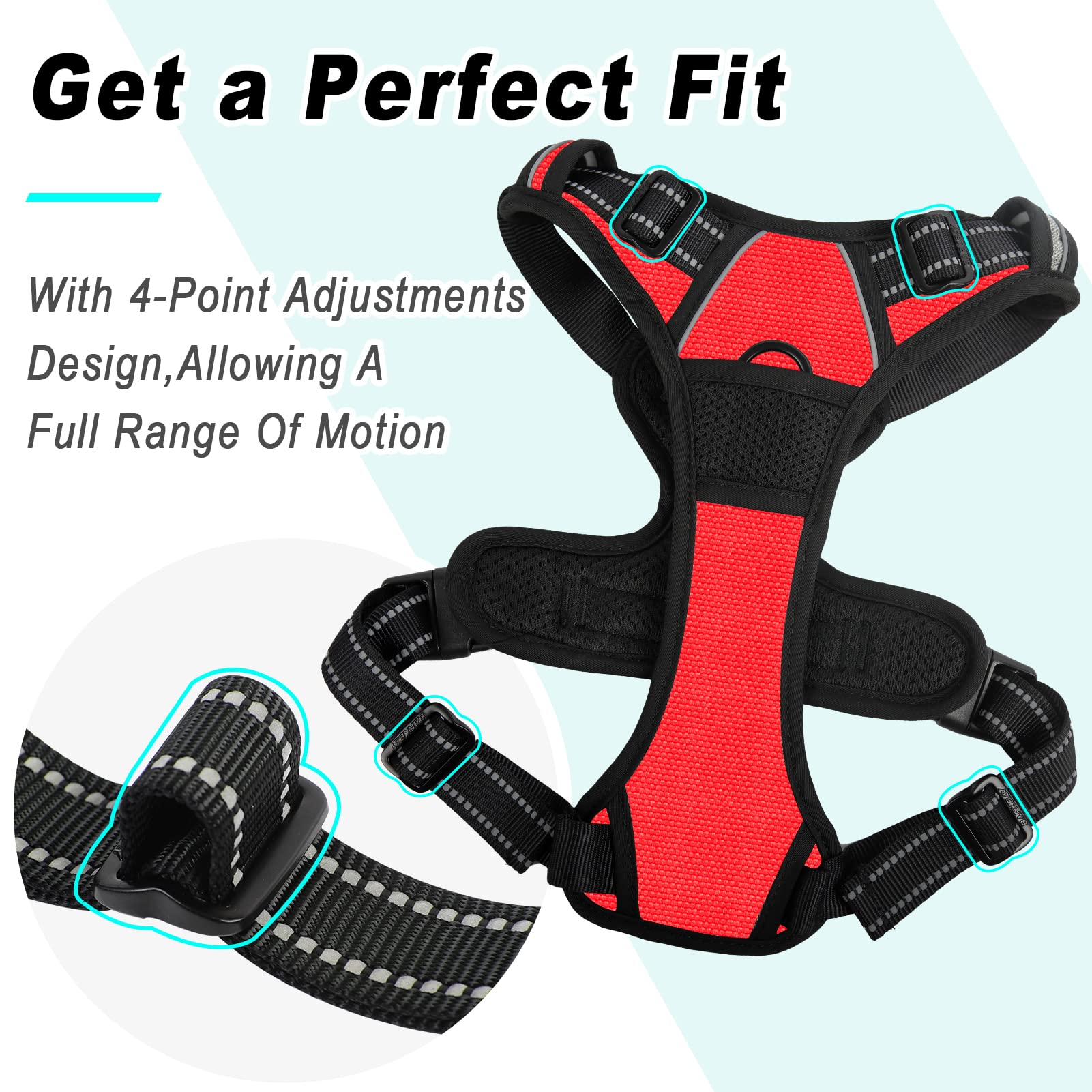 Barkbay No Pull Dog Harness Large Step In Reflective Dog Harness With Front Clip And Easy Control Handle For Walking Training Running(Red,L)